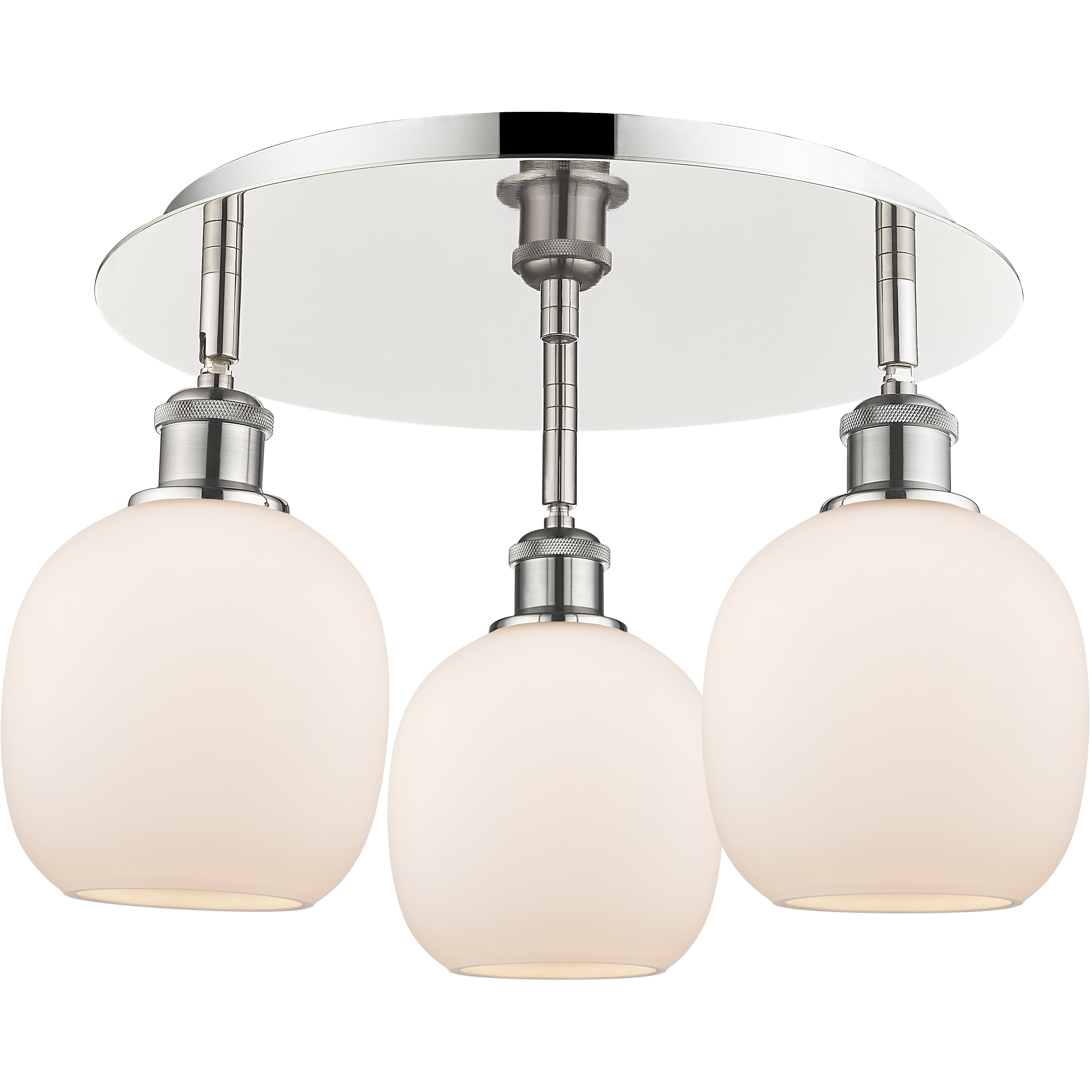 Belfast 3 Light 17.75 inch Polished Nickel Flush Mount Ceiling Light in Matte White