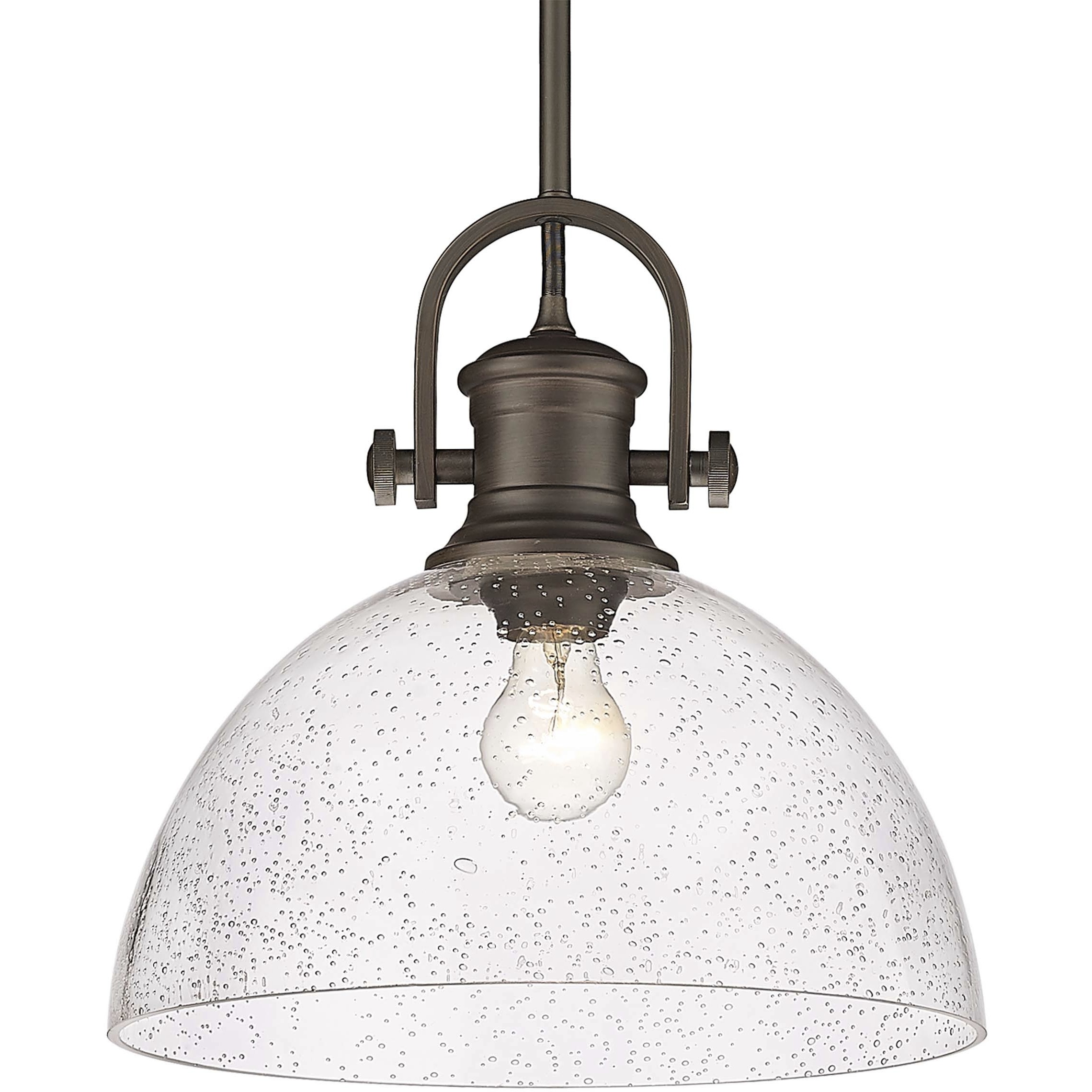Yep Hines 1 Light 13.5 inch Rubbed Bronze Pendant Ceiling Light in Seeded Glass, Large