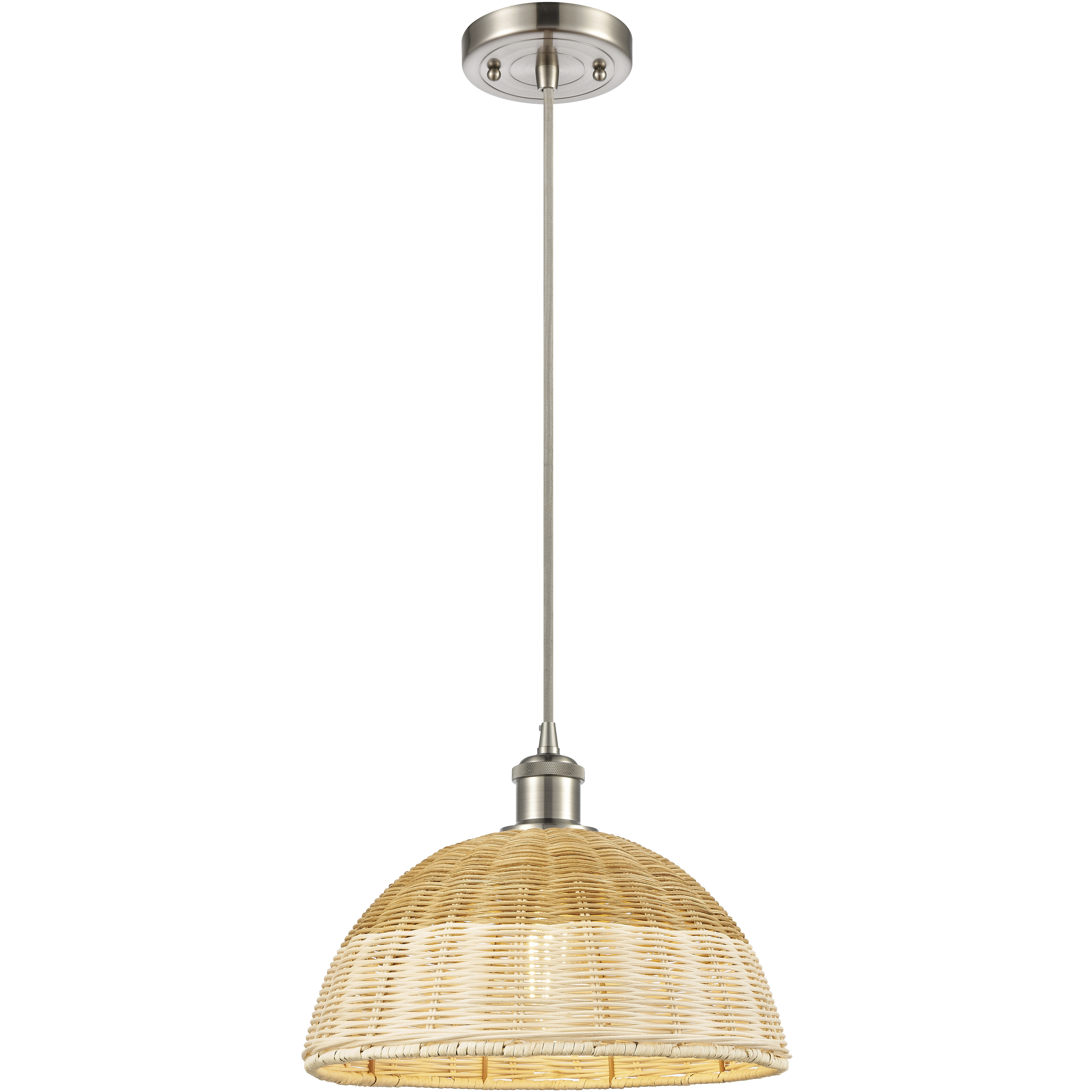 Ballston Bristol Natural II 1 Light 11.75 inch Brushed Satin Nickel Mini Pendant Ceiling Light