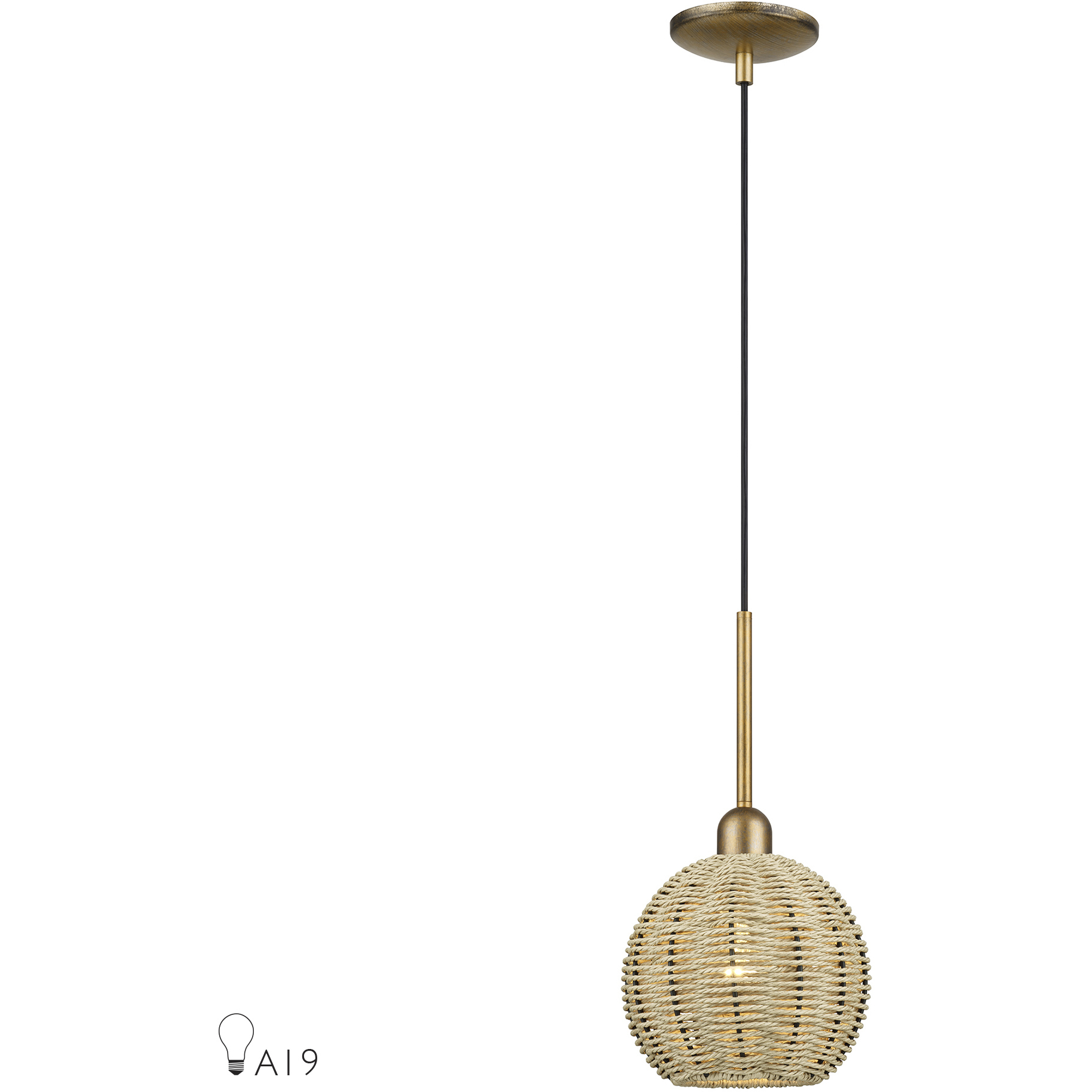 Summervine 1 Light 8 inch Antique Gold Leaf Pendant Ceiling Light, Mini Globe