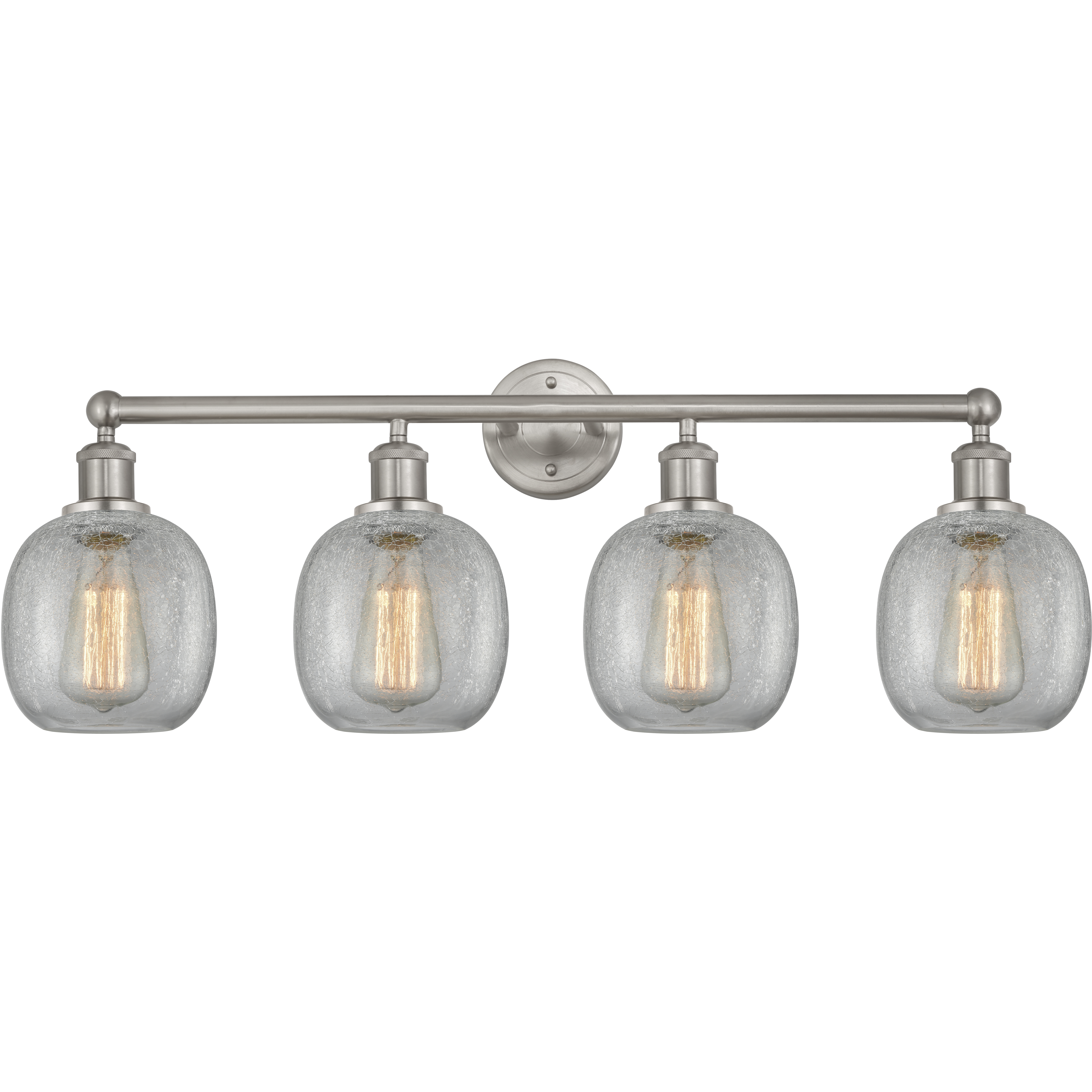 Edison Belfast 4 Light 33 inch Brushed Satin Nickel Bath Vanity Light Wall Light in Clear Crackle Glass