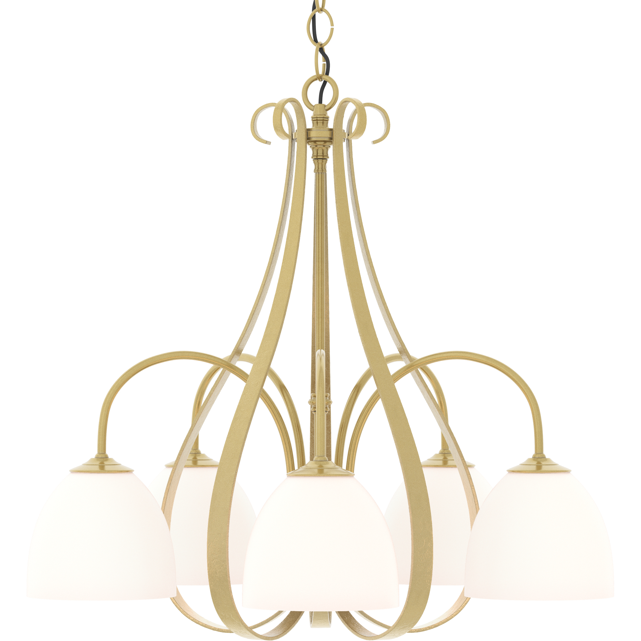 Sweeping Taper 5 Light 24 inch Modern Brass Chandelier Ceiling Light