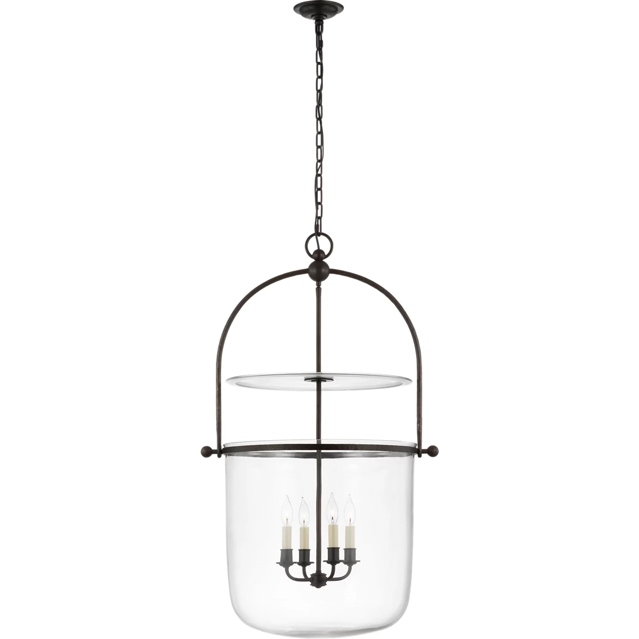 Chapman & Myers Lorford 4 Light 25 inch Aged Iron Bell Lantern Ceiling Light in Clear Glass, Large