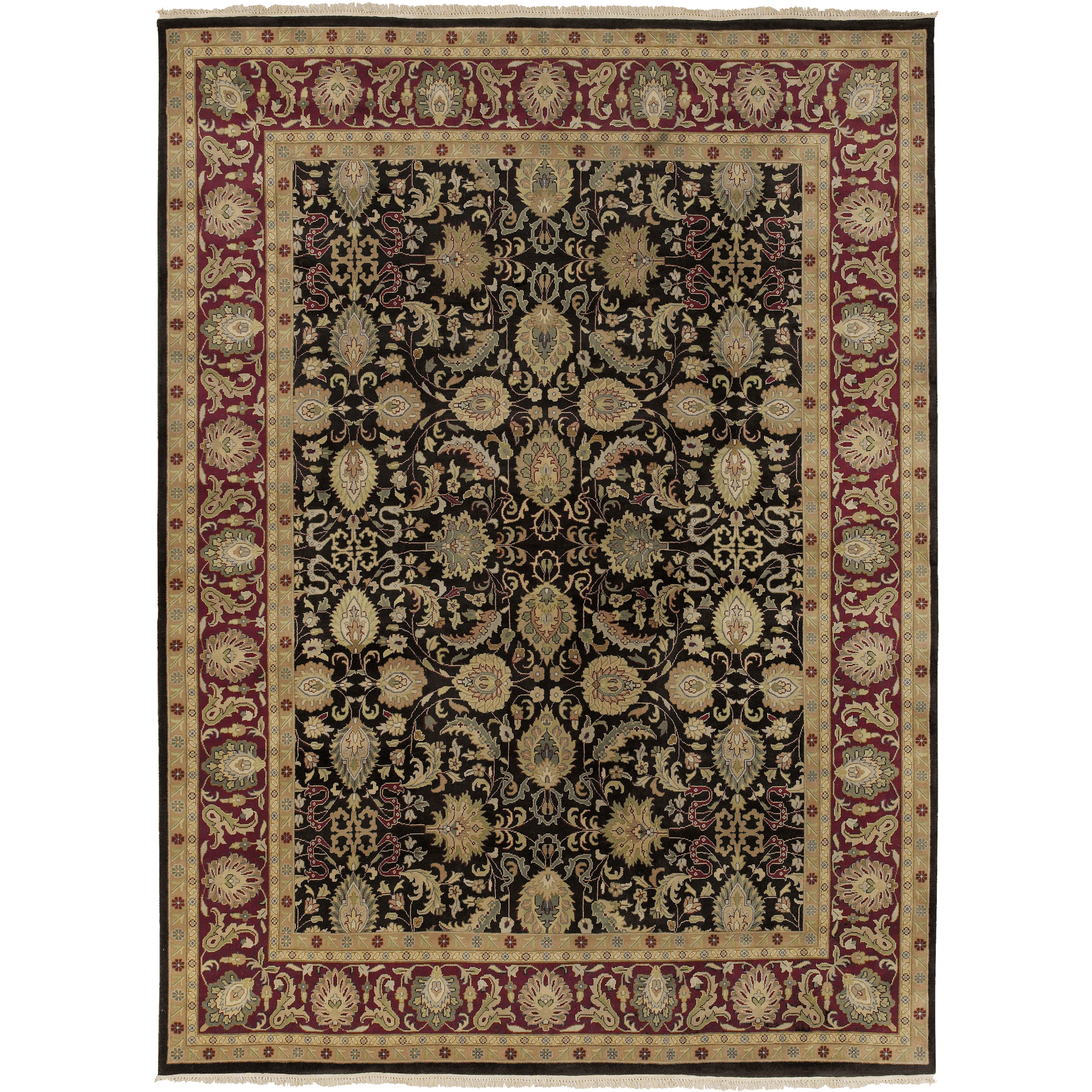 Taj Mahal 138 X 102 inch Black, Dark Brown, Camel, Tan, Khaki, Navy, Olive Rug