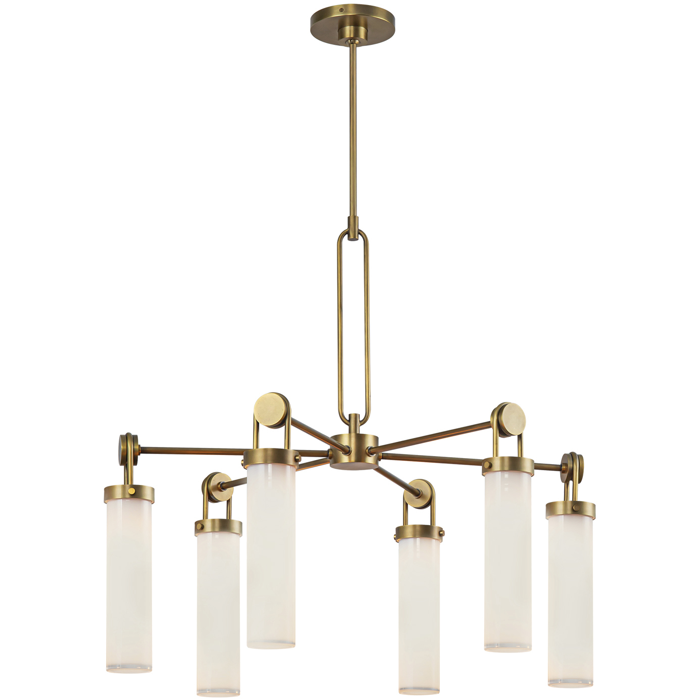 Wynwood 6 Light 32.13 inch Vintage Brass/Glossy Opal Chandelier Ceiling Light