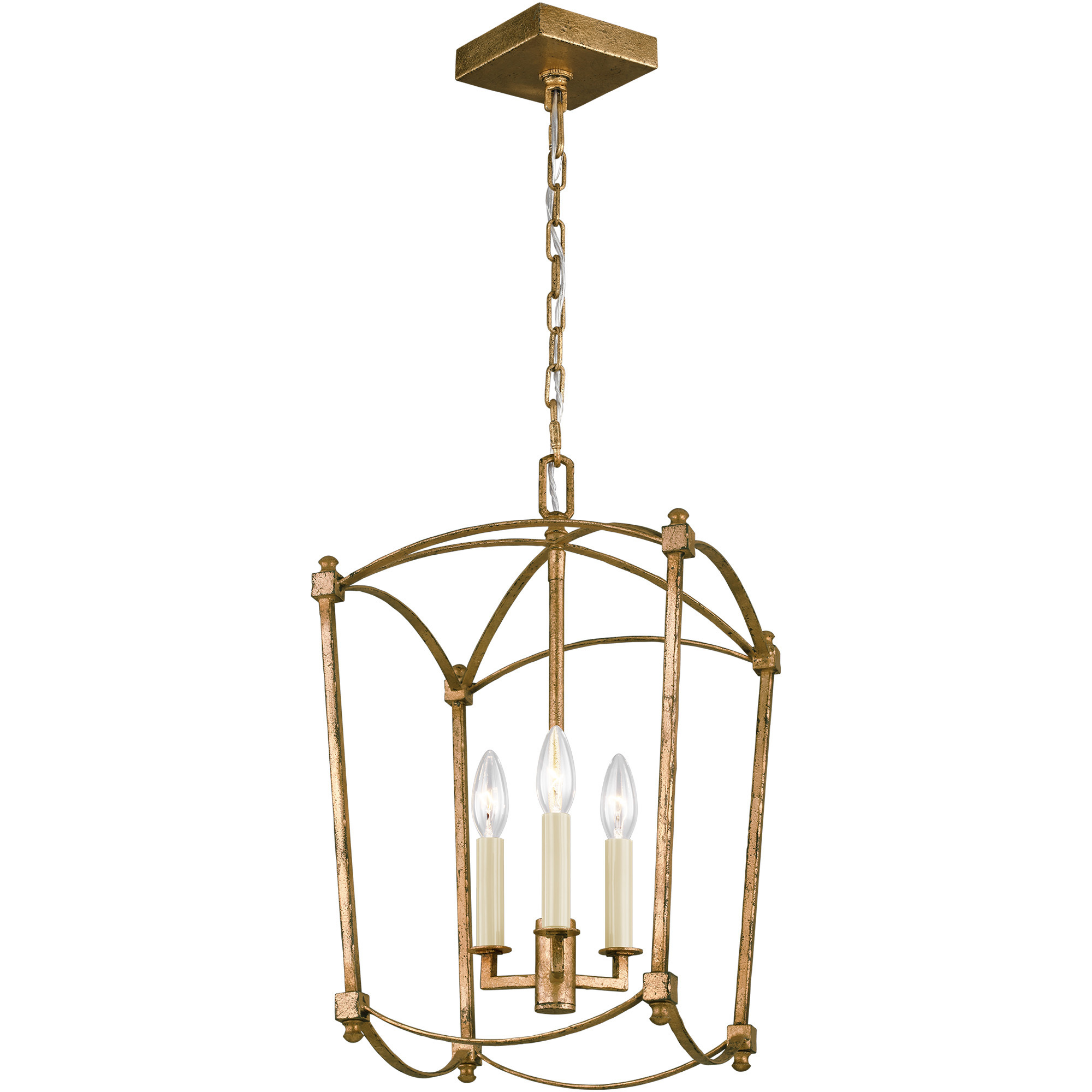 Sean Lavin Thayer 3 Light 12 inch Antique Gild Mini-Lantern Chandelier Ceiling Light