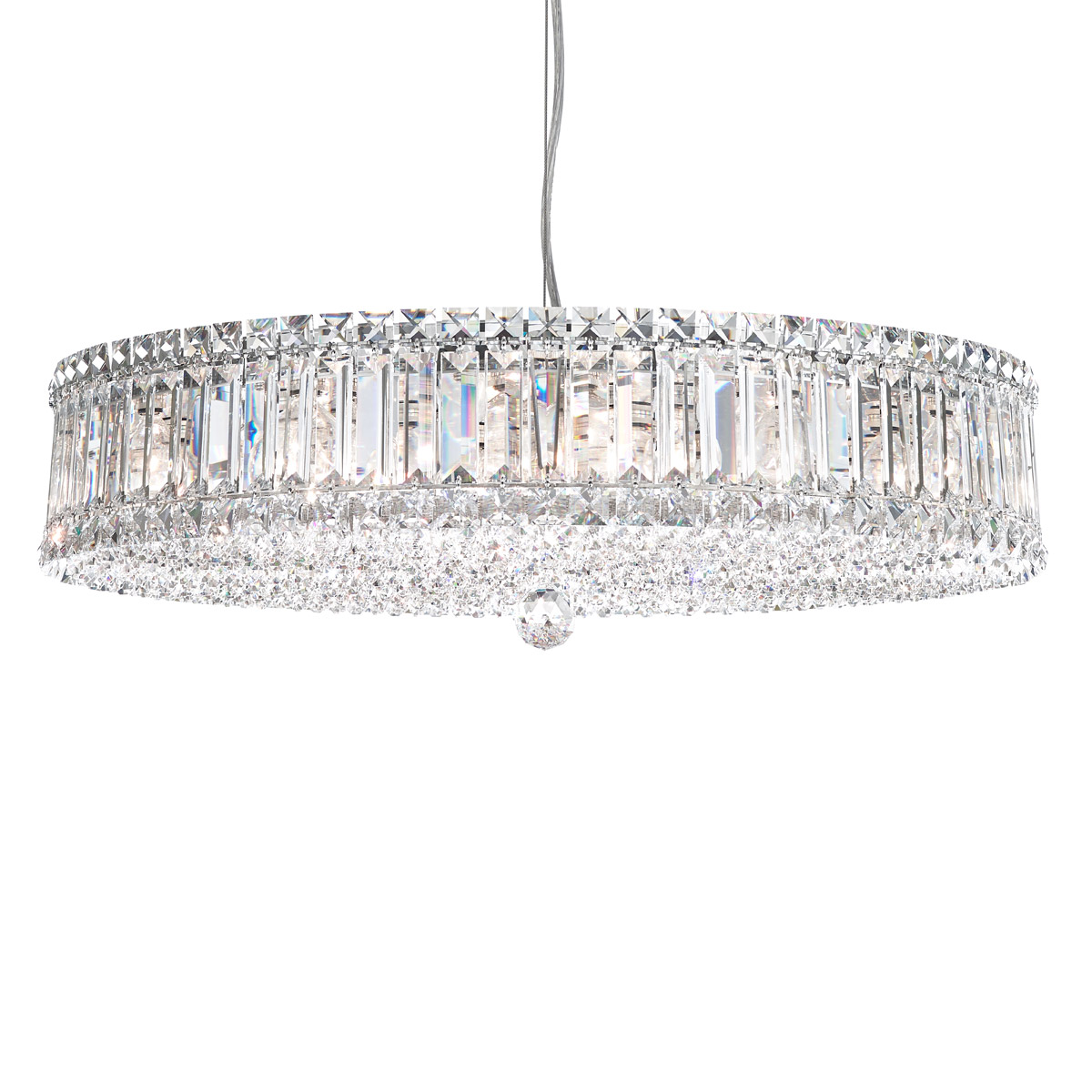 Plaza 21 Light Stainless Steel Pendant Ceiling Light in Optic