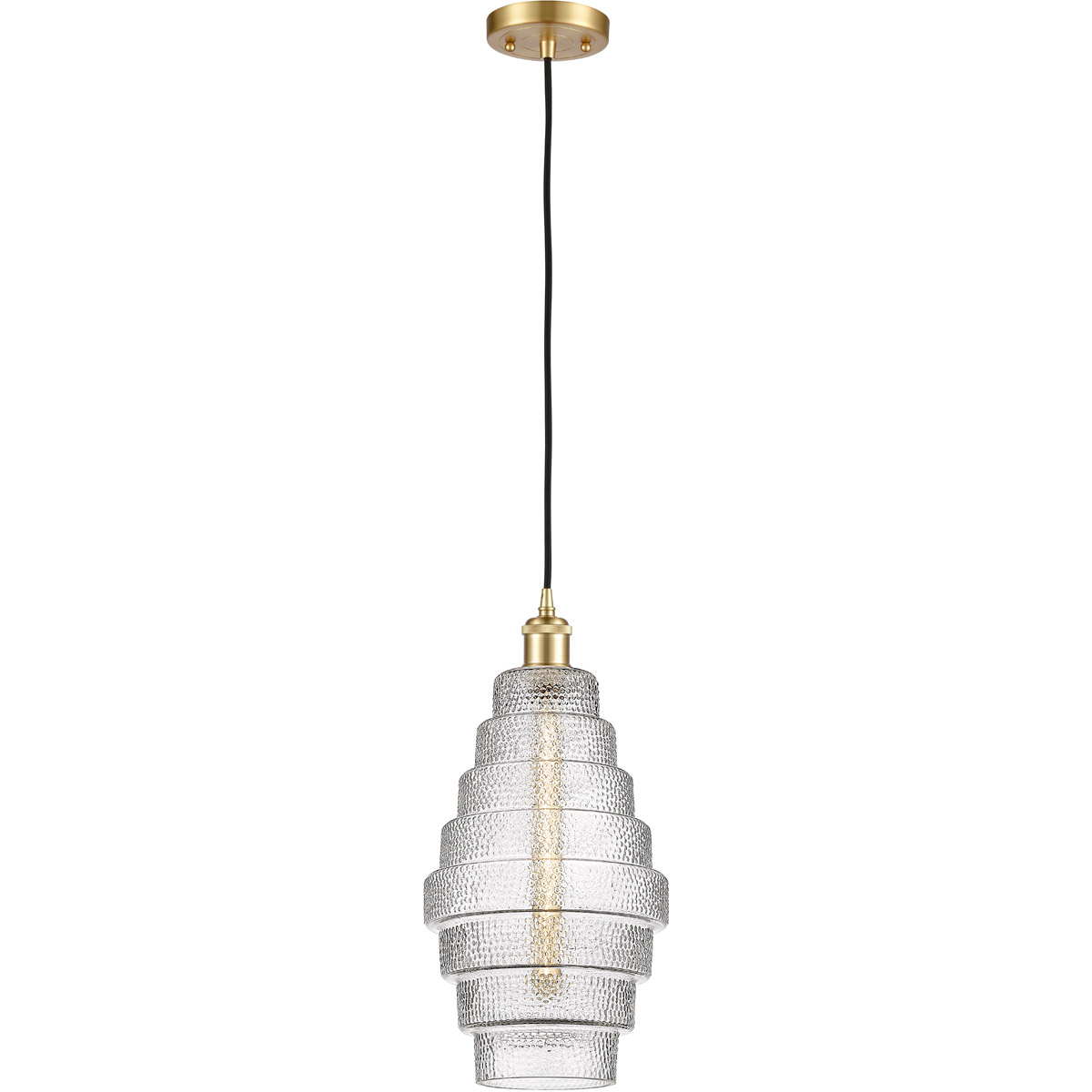 Ballston Cascade LED 8.25 inch Satin Gold Mini Pendant Ceiling Light in Clear Glass