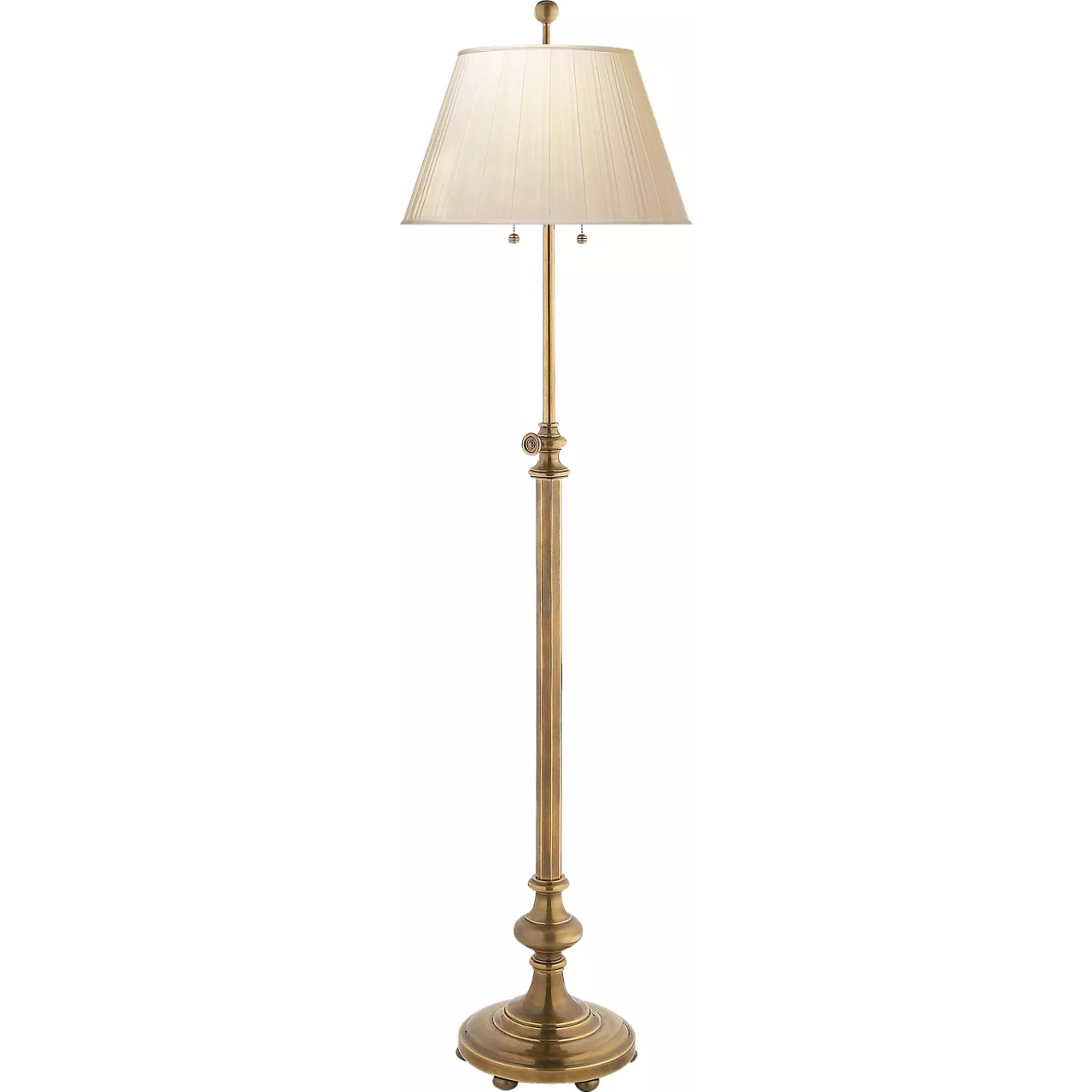 Chapman & Myers Overseas 47 inch 60 watt Antique-Burnished Brass Adjustable Club Floor Lamp Portable Light in Silk Pleat