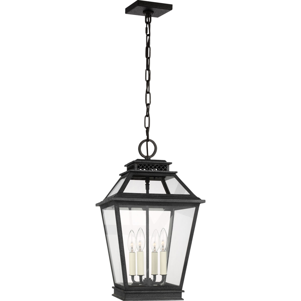 C&M by Chapman & Myers Falmouth 4 Light 12 inch Dark Weathered Zinc Outdoor Hanging Lantern