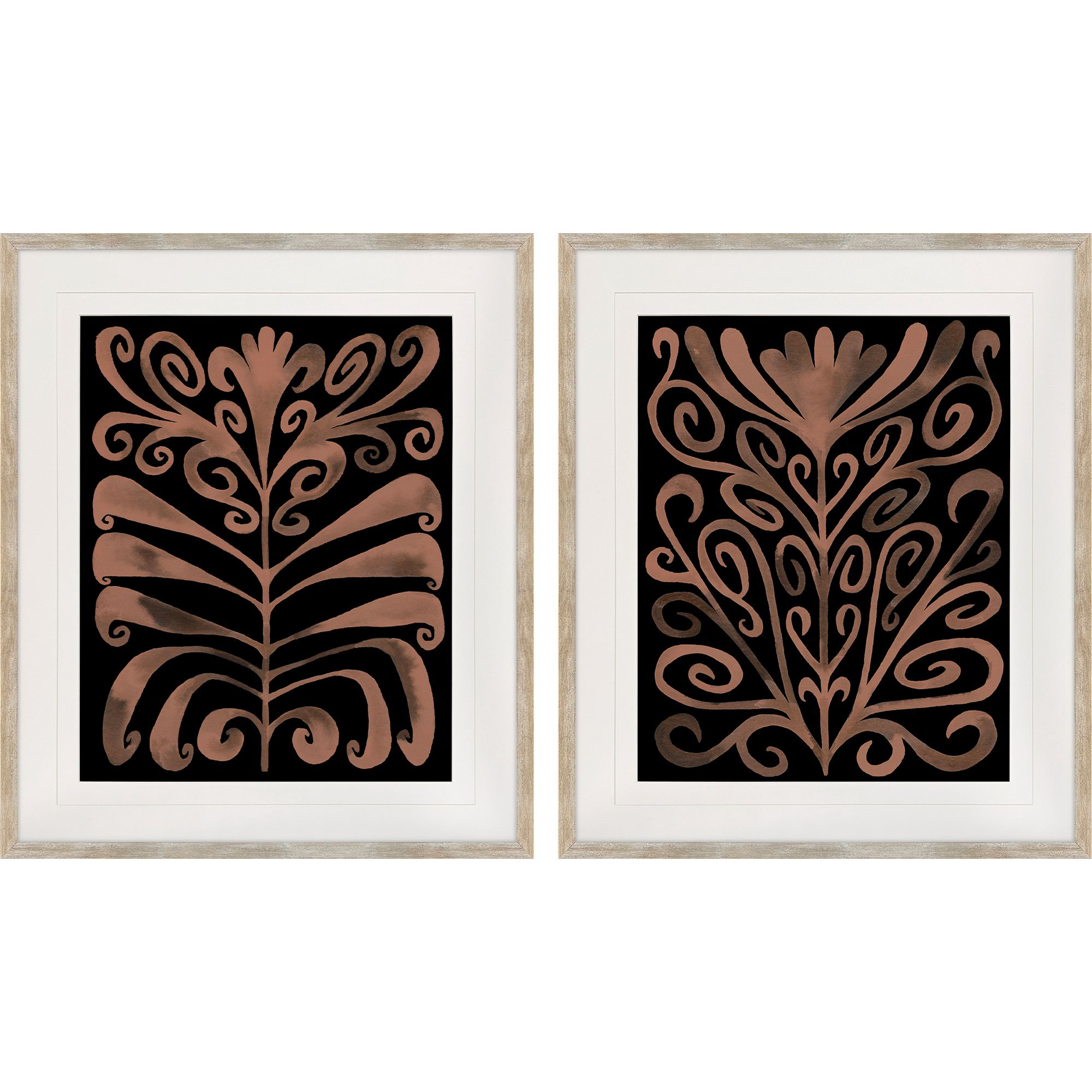 Creative Blossoms II Orange and Black and Rust Framed Art