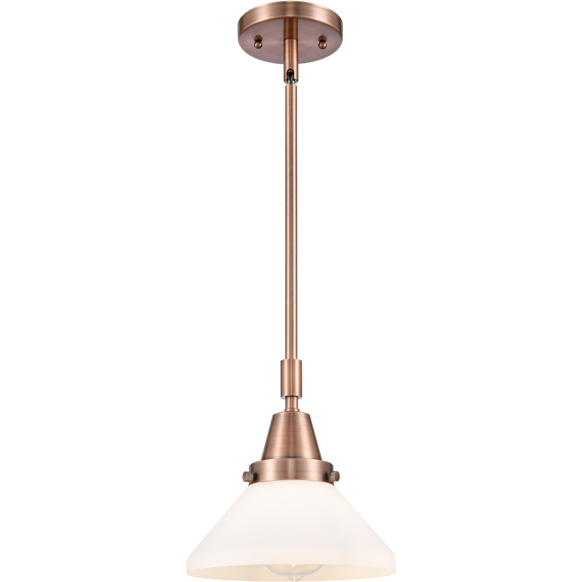 Franklin Restoration Caden 1 Light 8 inch Antique Copper Mini Pendant Ceiling Light in Matte White Glass