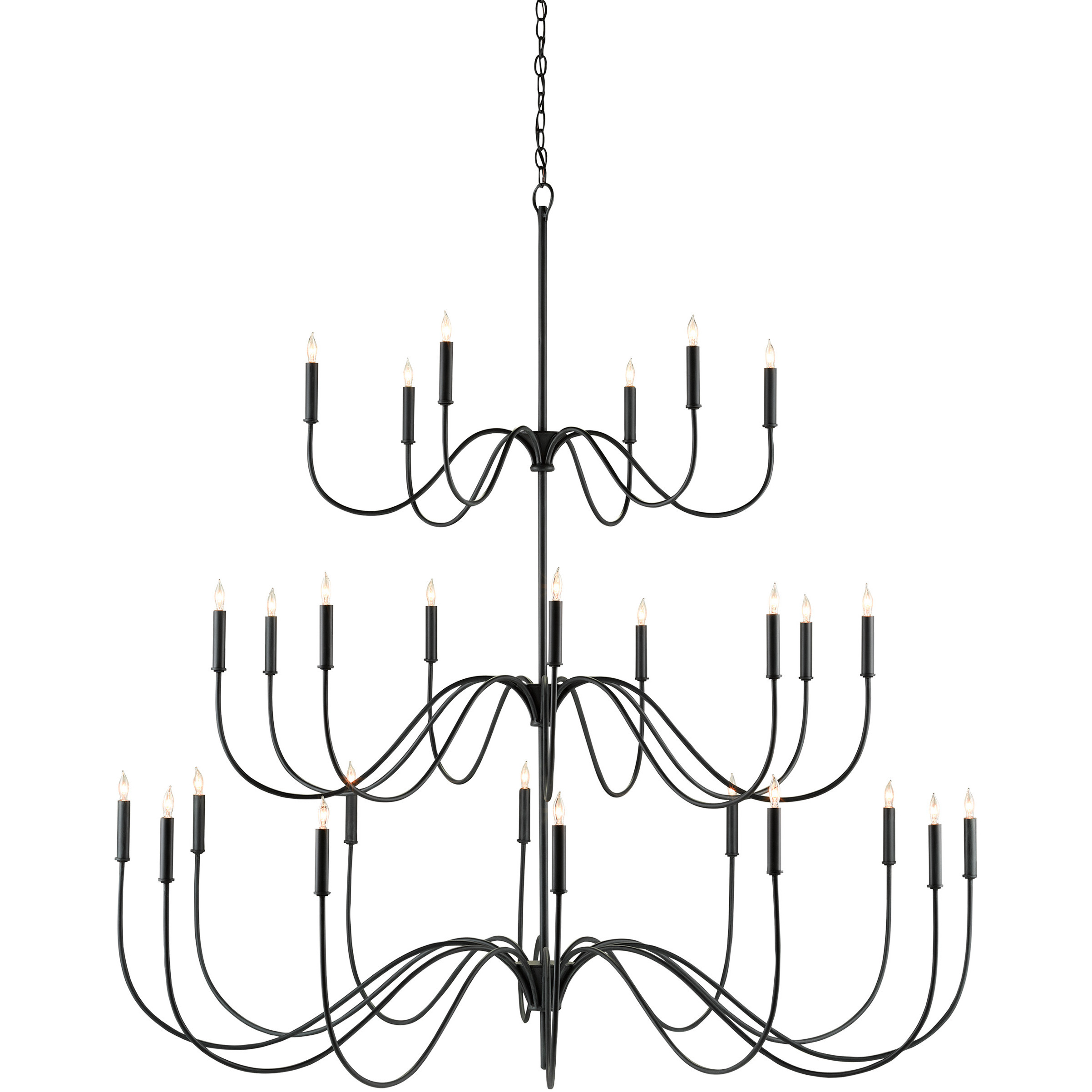 Tirrell 27 Light 58 inch Antique Black Chandelier Ceiling Light, Large