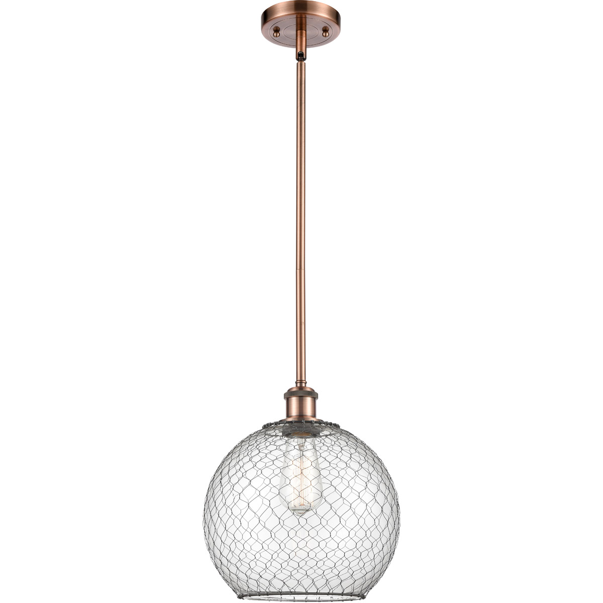 Ballston Large Farmhouse Chicken Wire 1 Light 10 inch Antique Copper Pendant Ceiling Light, Ballston