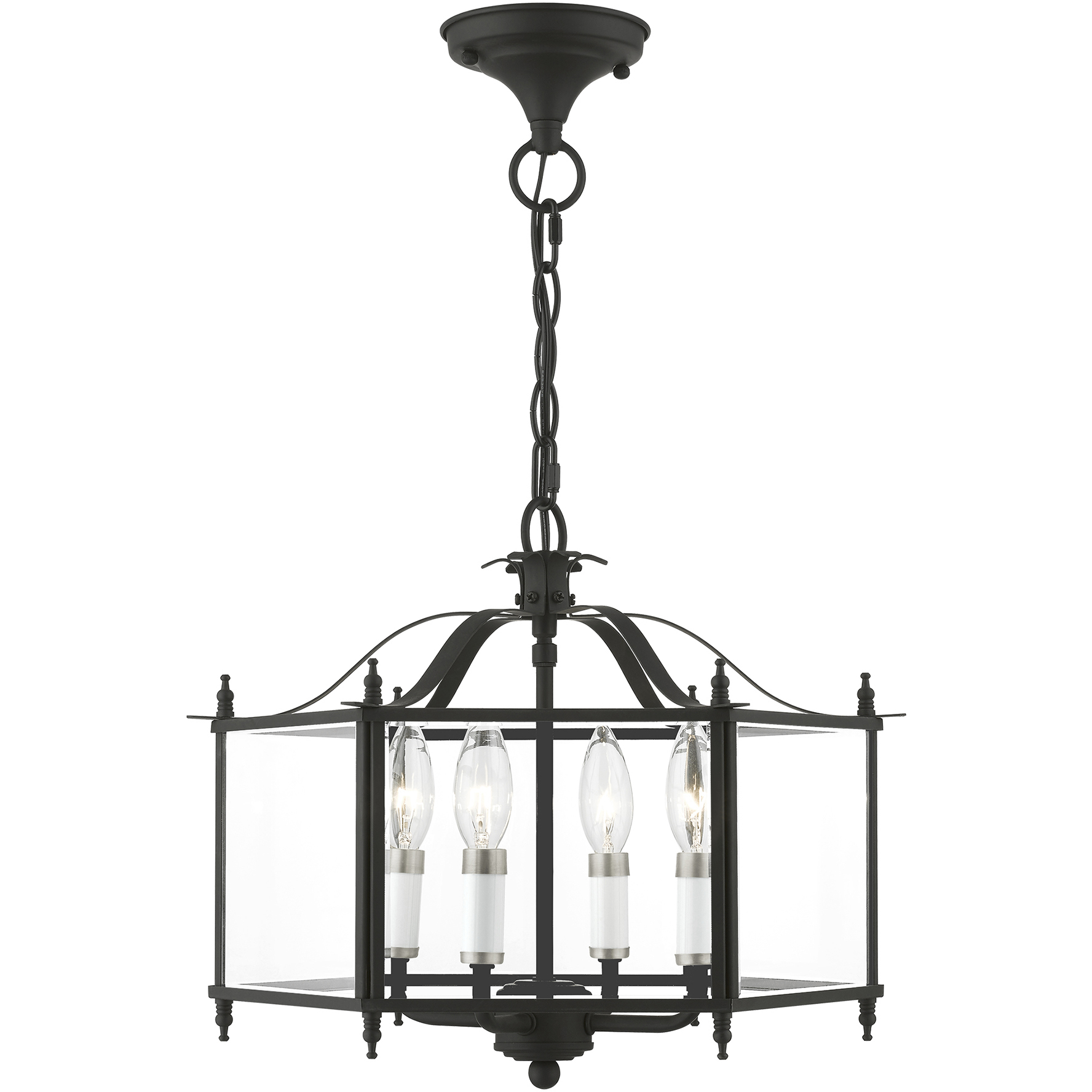 Livingston 4 Light 15.5 inch Black with Brushed Nickel Accents Convertible Pendant / Semi-Flush Ceiling Light
