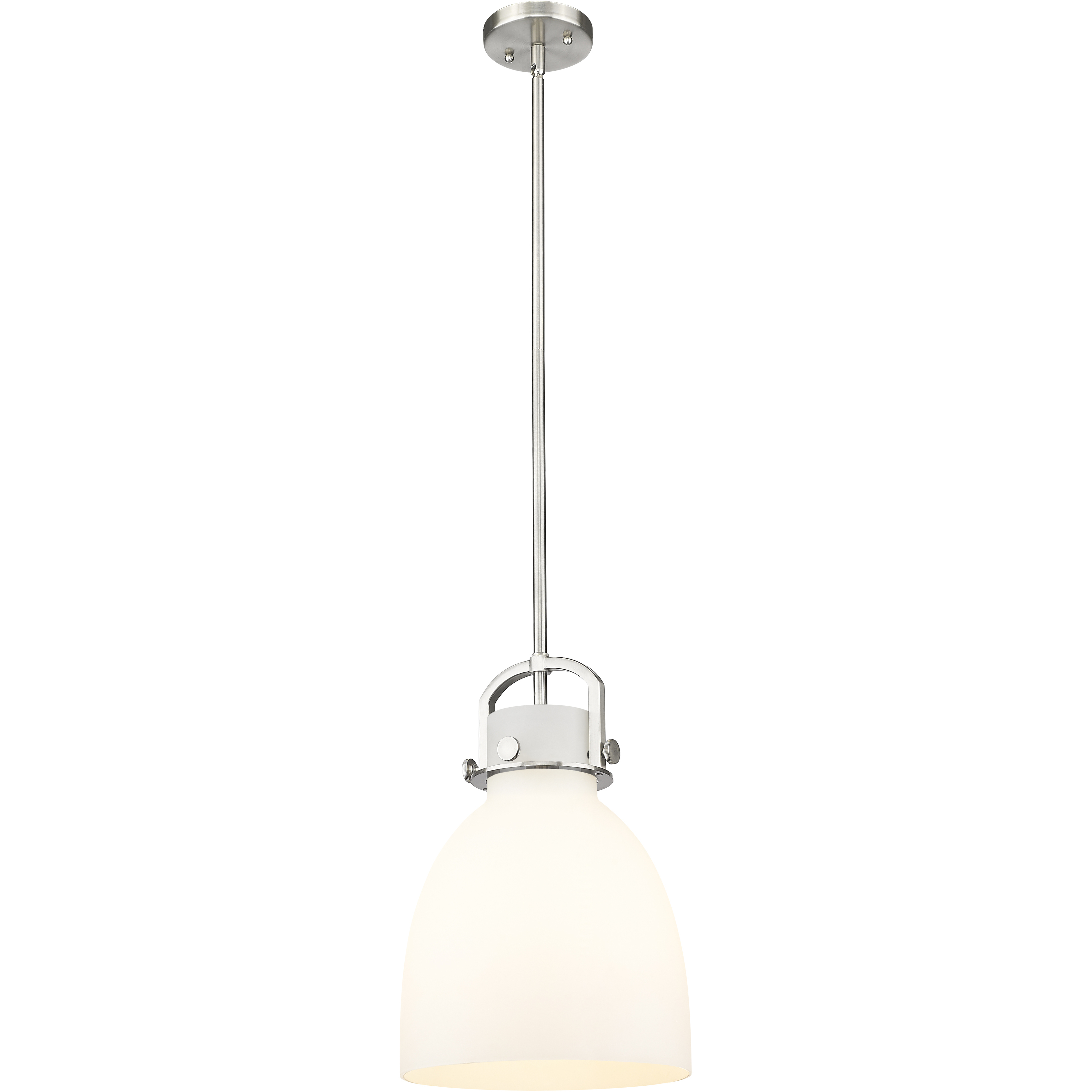 Newton Bell 1 Light 10 inch Satin Nickel Mini Pendant Ceiling Light in Matte White Glass