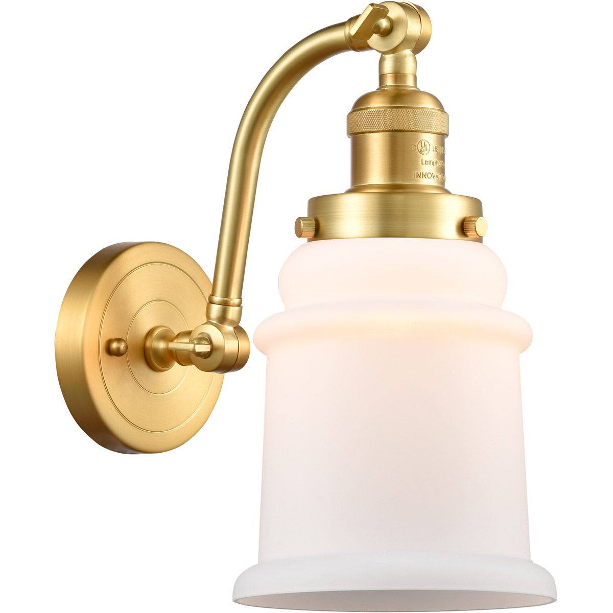 Franklin Restoration Canton 1 Light 7 inch Satin Gold Sconce Wall Light in Matte White Glass, Franklin Restoration