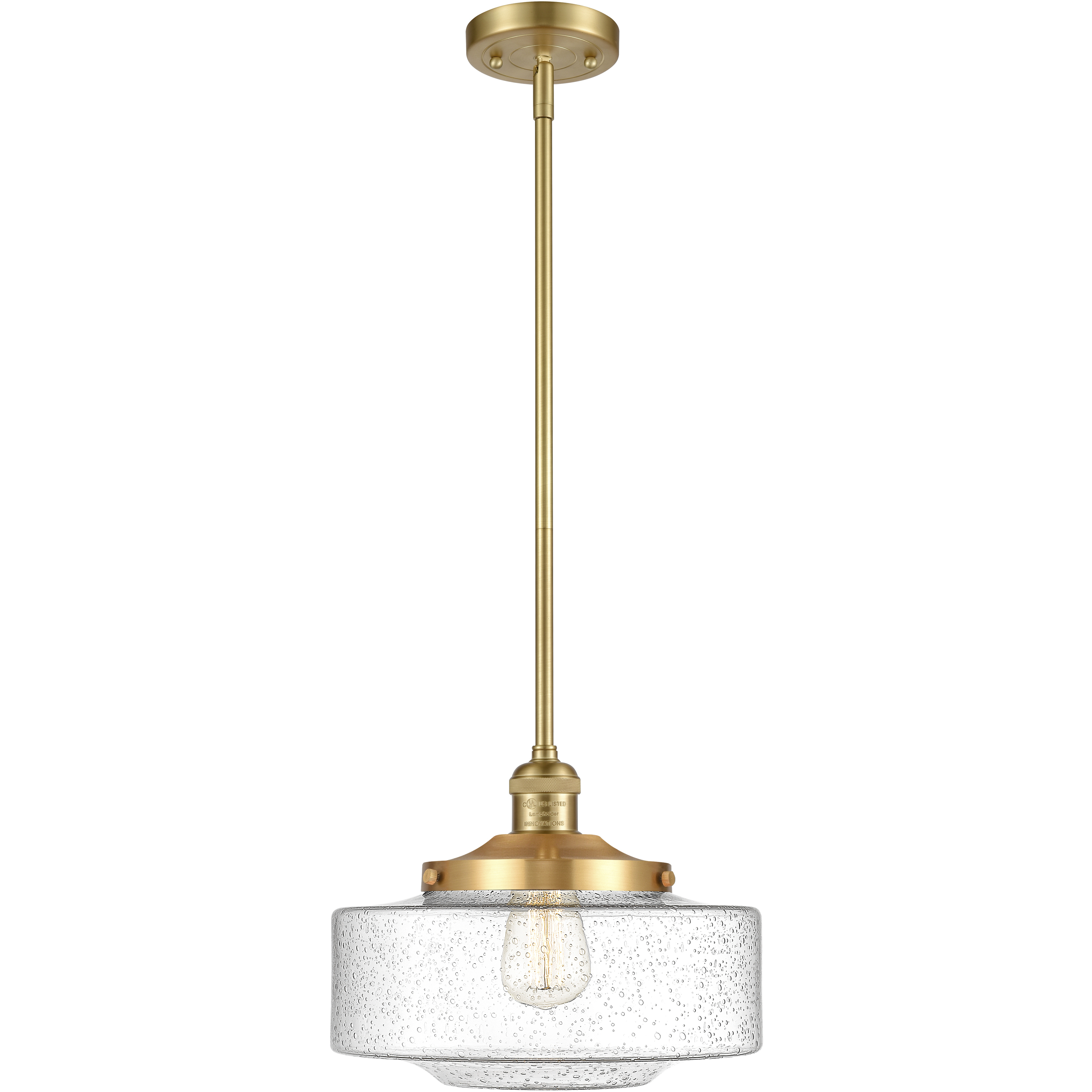 Franklin Restoration Bridgeton 1 Light 12 inch Satin Gold Mini Pendant Ceiling Light in Incandescent, Seedy