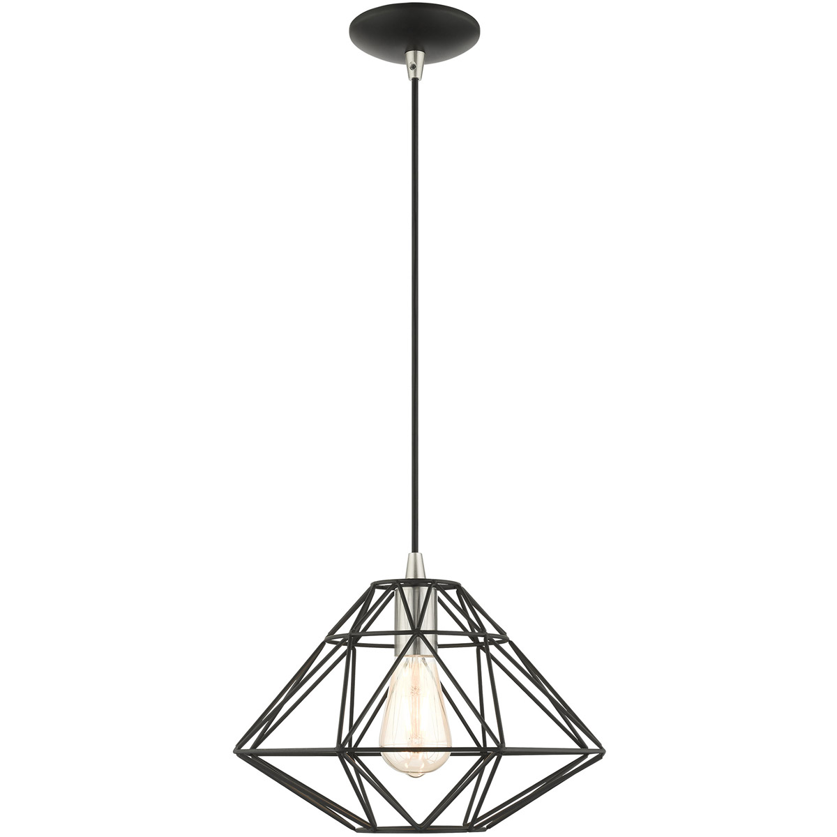 Geometric 1 Light 13.5 inch Black Pendant Ceiling Light