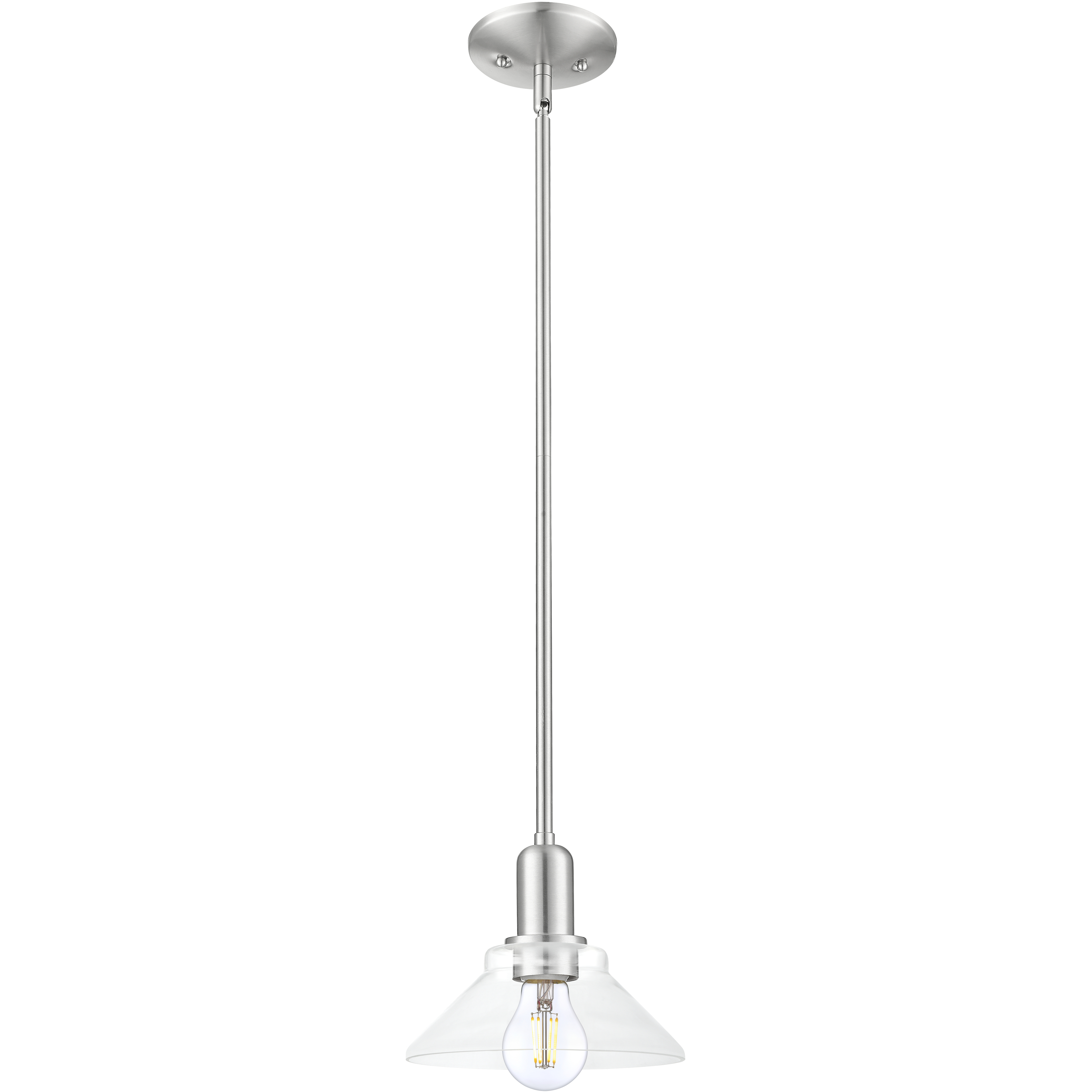 Arcadia Orwell 1 Light 8.38 inch Brushed Satin Nickel Mini Pendant Ceiling Light in Clear