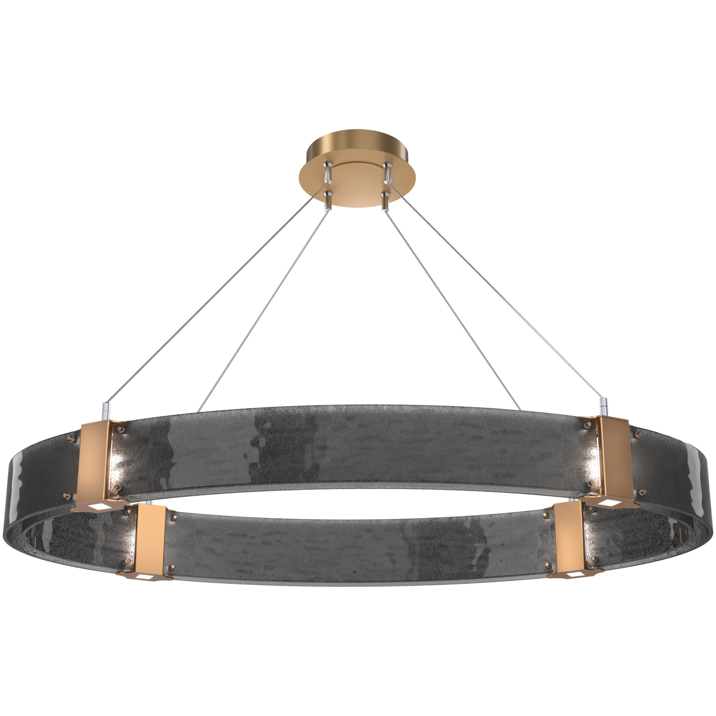 Parallel LED 44 inch Novel Brass Linear Pendant Ceiling Light in 3000K LED, Smoke Granite, Oval