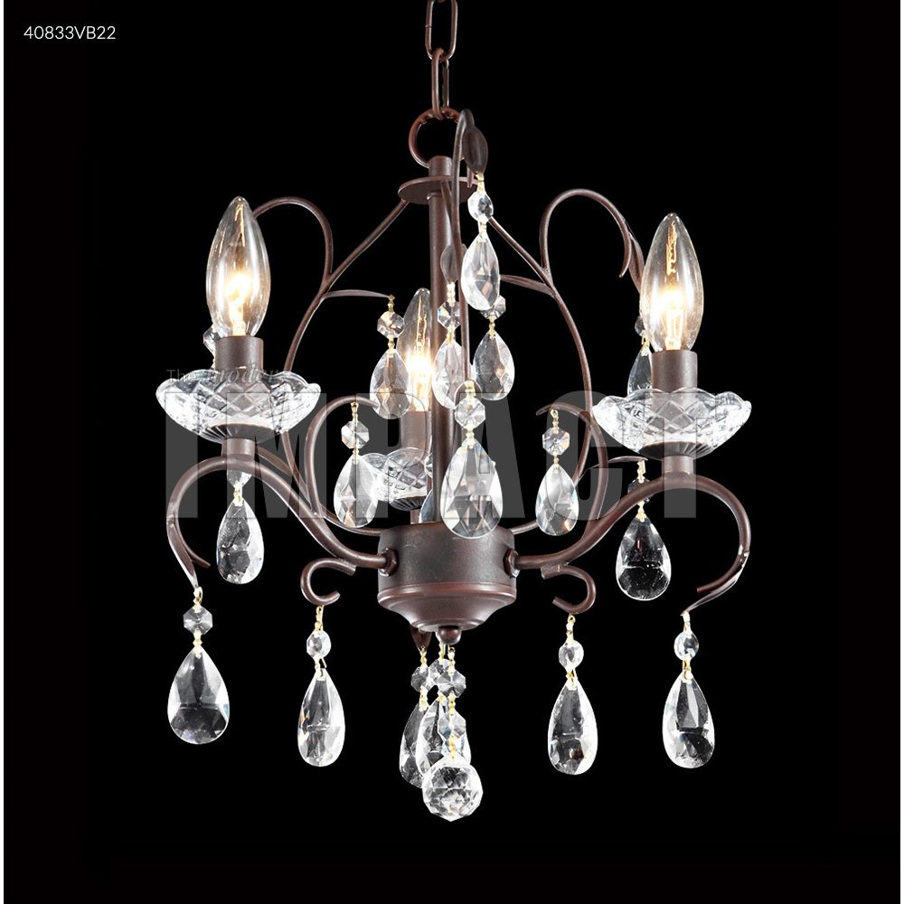 Mini 3 Light 13 inch Vintage Bronze Chandelier Ceiling Light