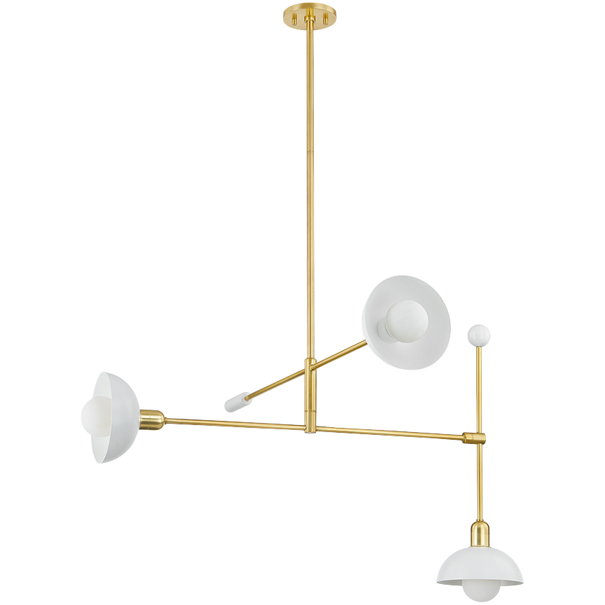 Billie 3 Light 36 inch Aged Brass/Soft White Chandelier Ceiling Light