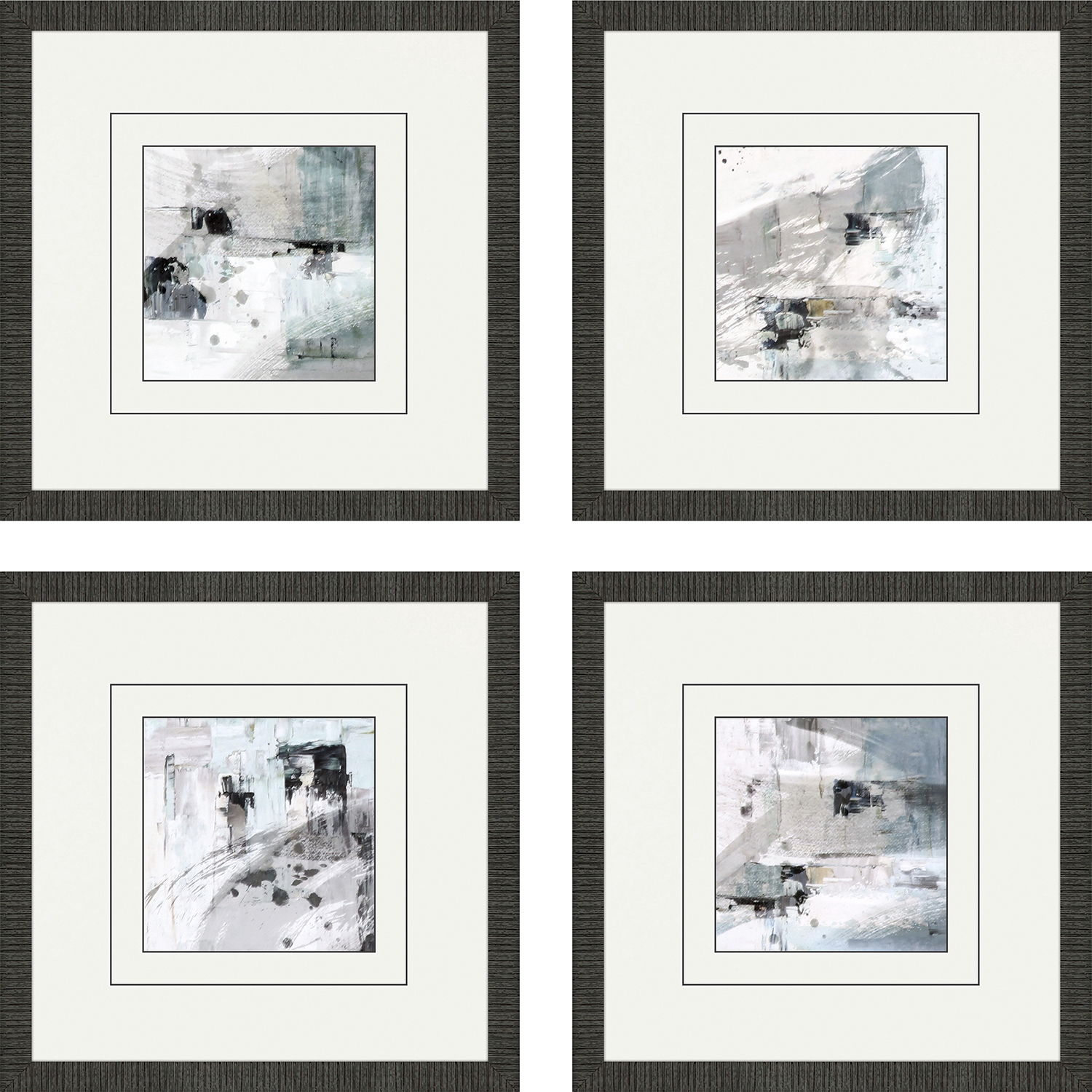 Abstract Blue and Black and Gray and White Framed Art
