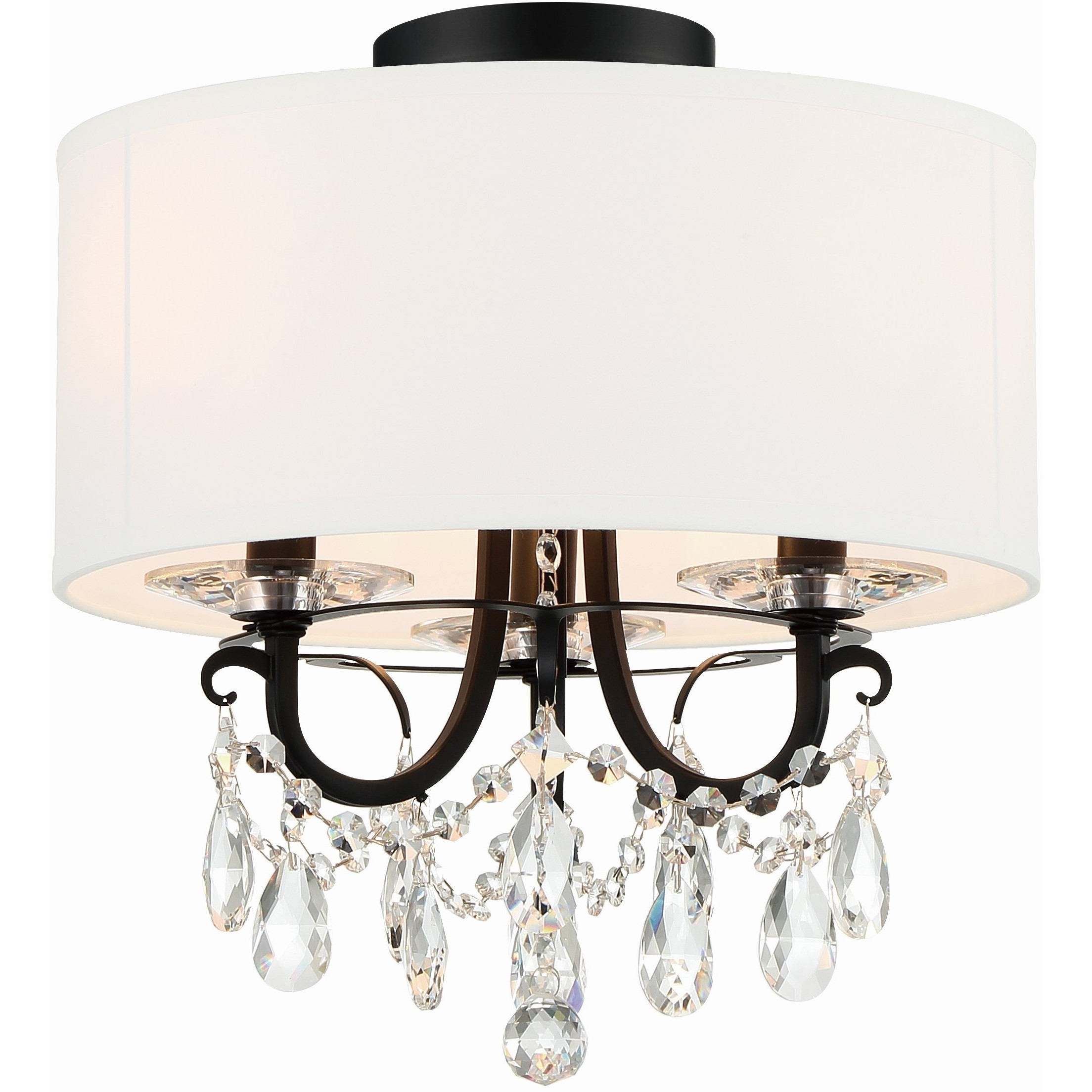 Othello 3 Light 14 inch Matte Black Semi Flush Ceiling Light