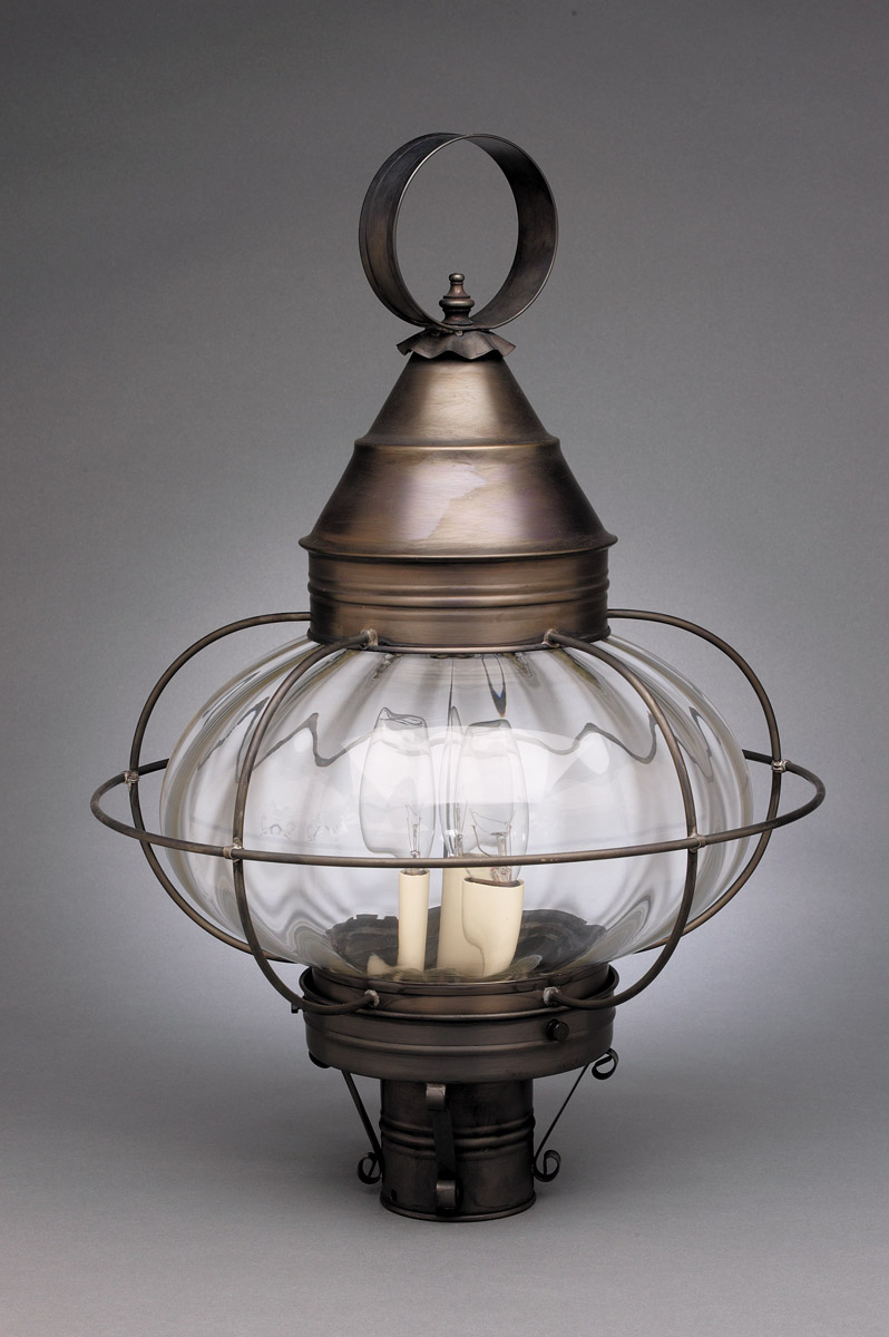 Onion 1 Light 22 inch Dark Brass Post Lamp in Optic Glass, One 75W Medium