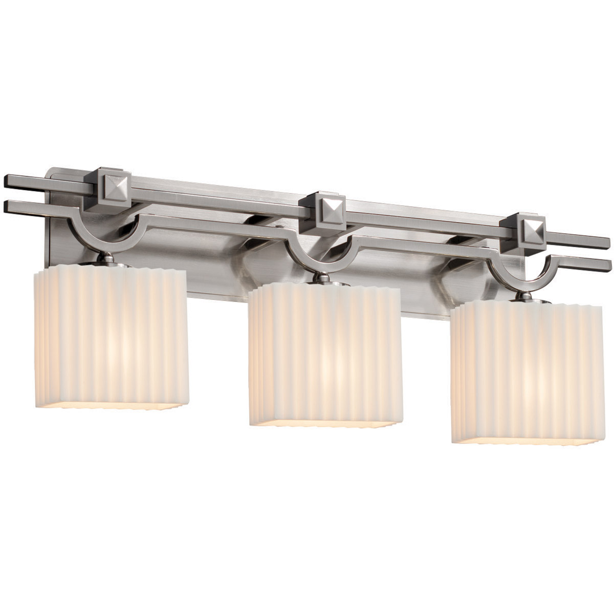 Porcelina 3 Light 29 inch Brushed Nickel Vanity Light Wall Light in Waterfall, Incandescent