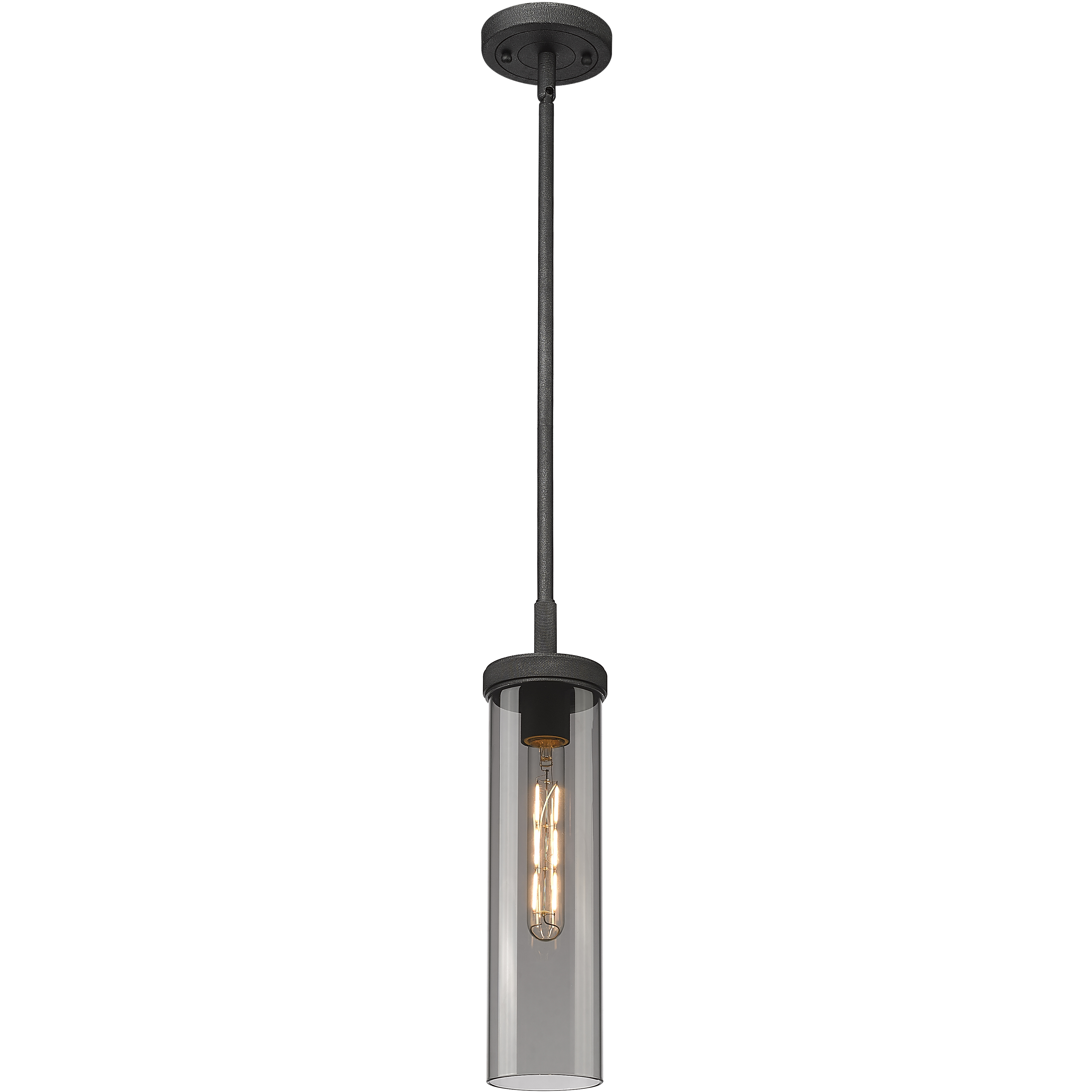 Lincoln 1 Light 3.88 inch Weathered Zinc Pendant Ceiling Light in Plated Smoke Glass