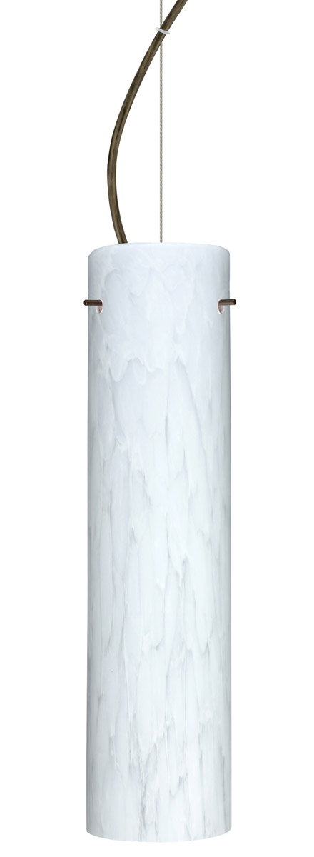 Stilo 16 1 Light 4 inch Bronze Pendant Ceiling Light in Incandescent, Carrera Glass
