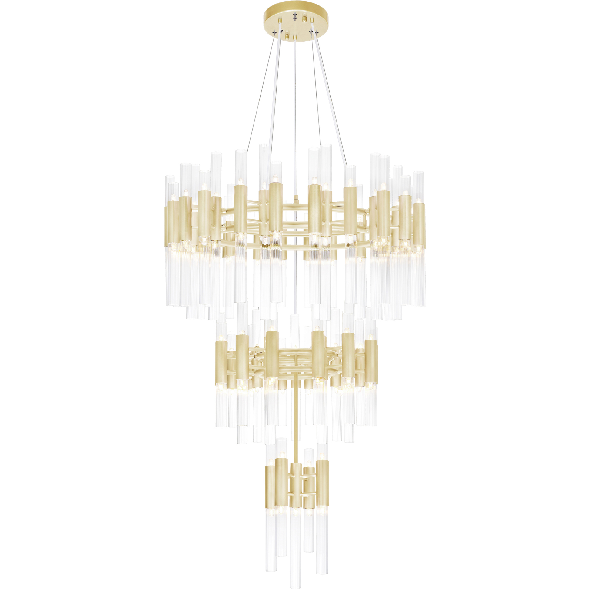 Orgue 123 Light 32 inch Satin Gold Down Chandelier Ceiling Light