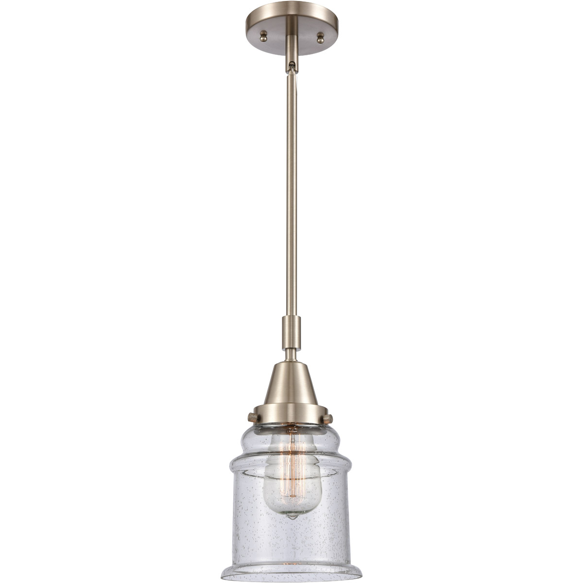 Franklin Restoration Canton 1 Light 7 inch Brushed Satin Nickel Mini Pendant Ceiling Light in Seedy Glass
