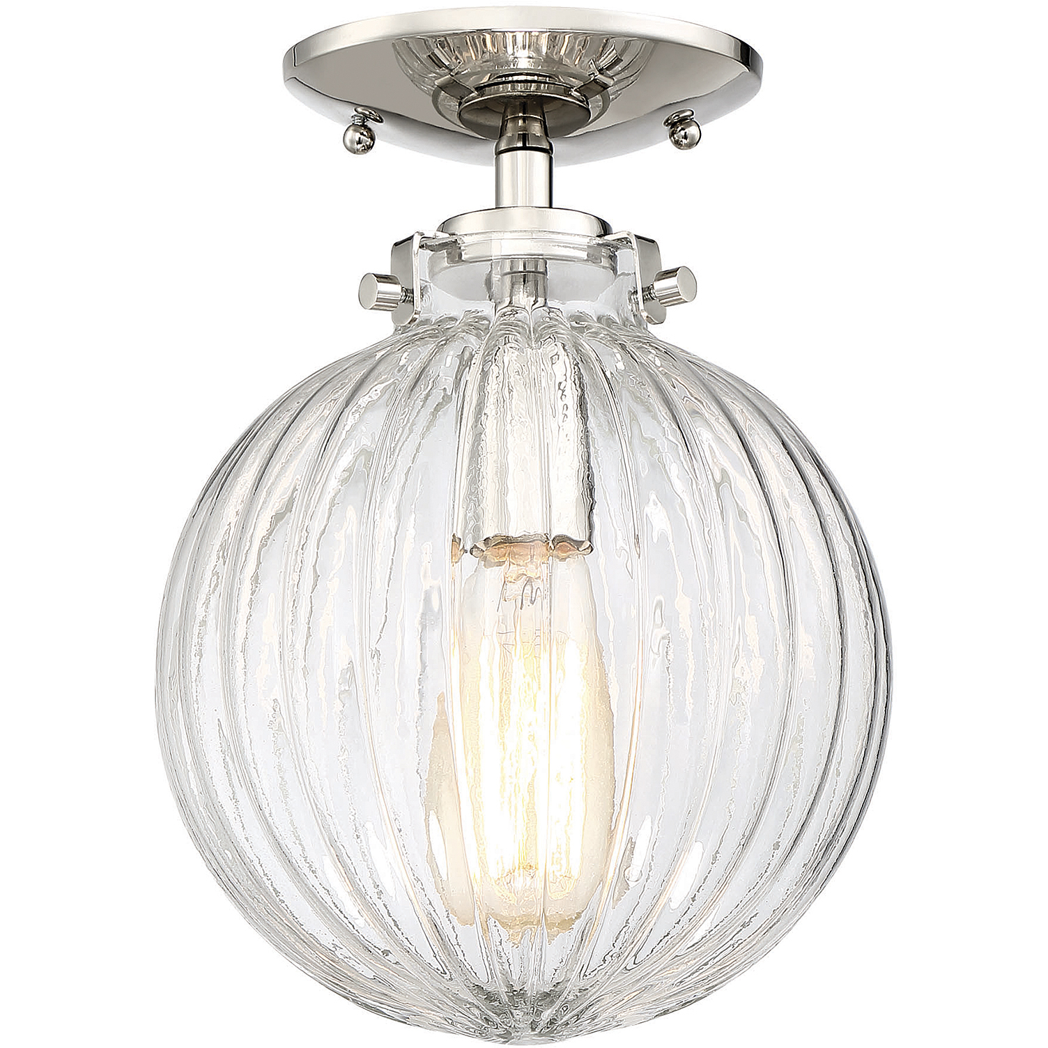 Modern 1 Light 8 inch Polished Nickel Semi-Flush Ceiling Light