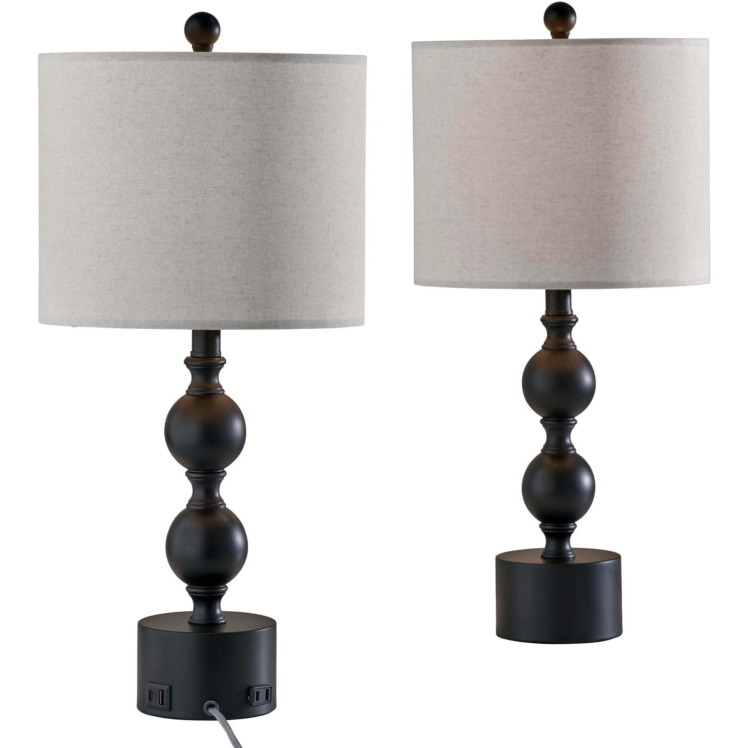 Julius 23.83 inch 100 watt Black Table Lamps Portable Light, Set of 2, Simplee Adesso