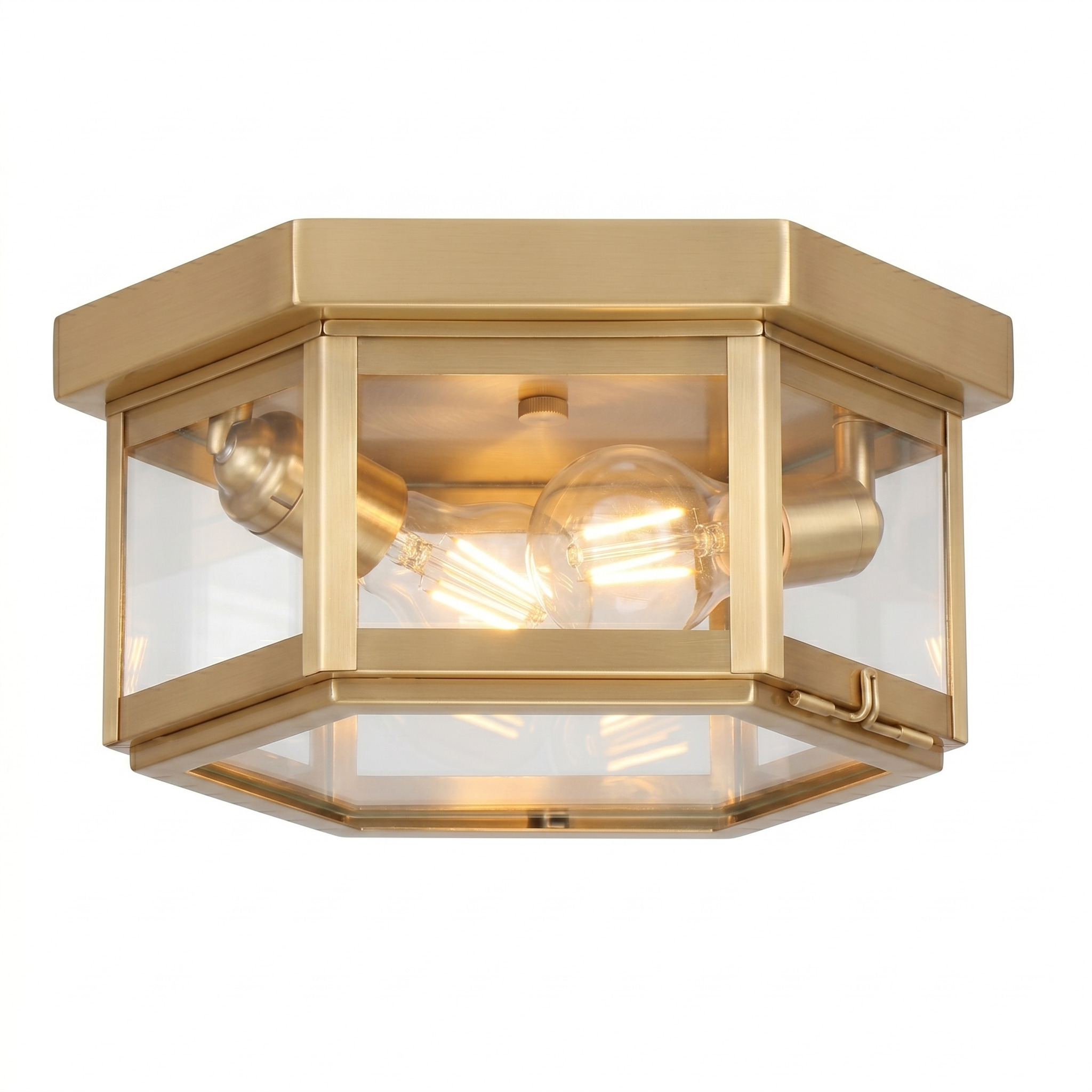 Branford 2 Light 11 inch Antique Brass Outdoor Semi Flush in Clear Glass, Brass Traditions by Innovations Lighting