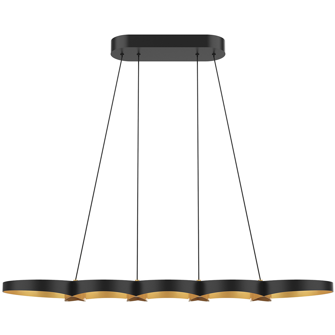 Maestro LED 37.75 inch Black and Gold Linear Pendant Ceiling Light