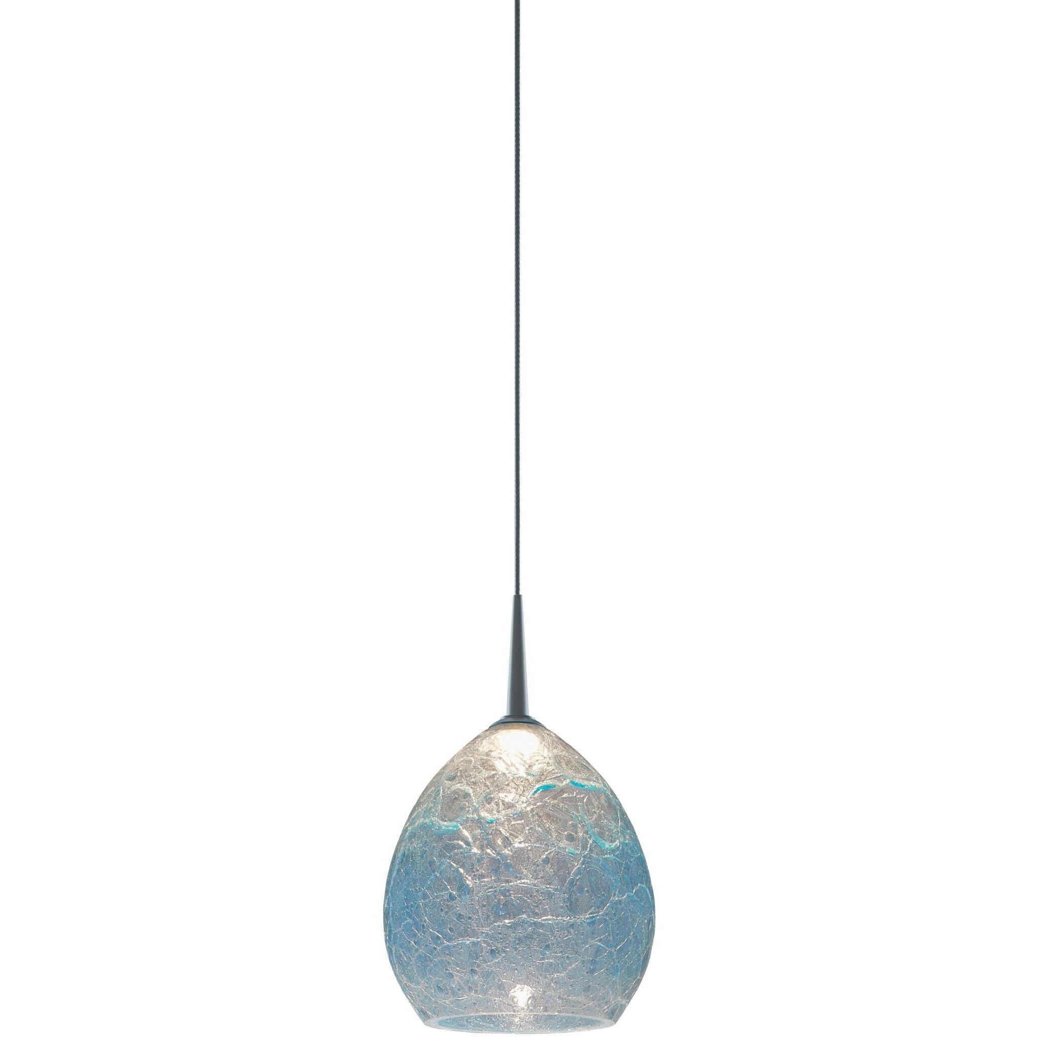 Vibe LED 5.5 inch Matte Chrome Small Pendant Ceiling Light in Glacier Glass