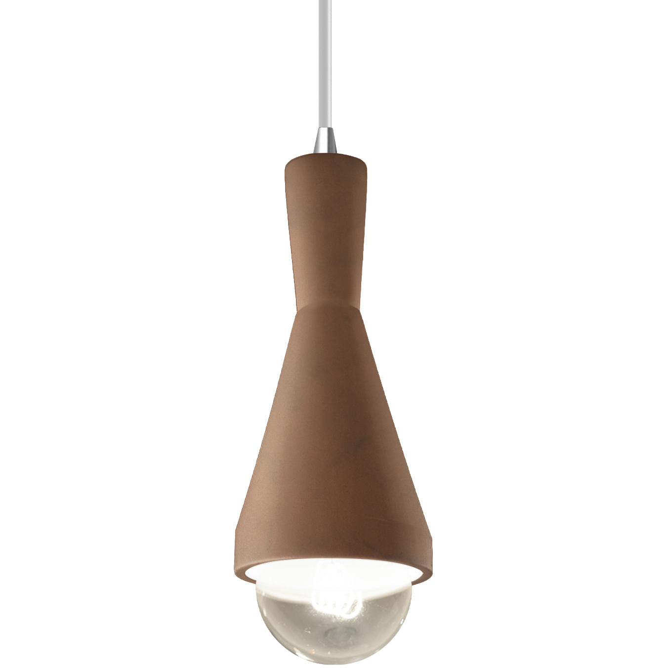 Radiance Collection - Erlen 1 Light 4.75 inch Terra Cotta and Polished Chrome Pendant Ceiling Light in Replaceable Bulb, White, Form+Finish+Function