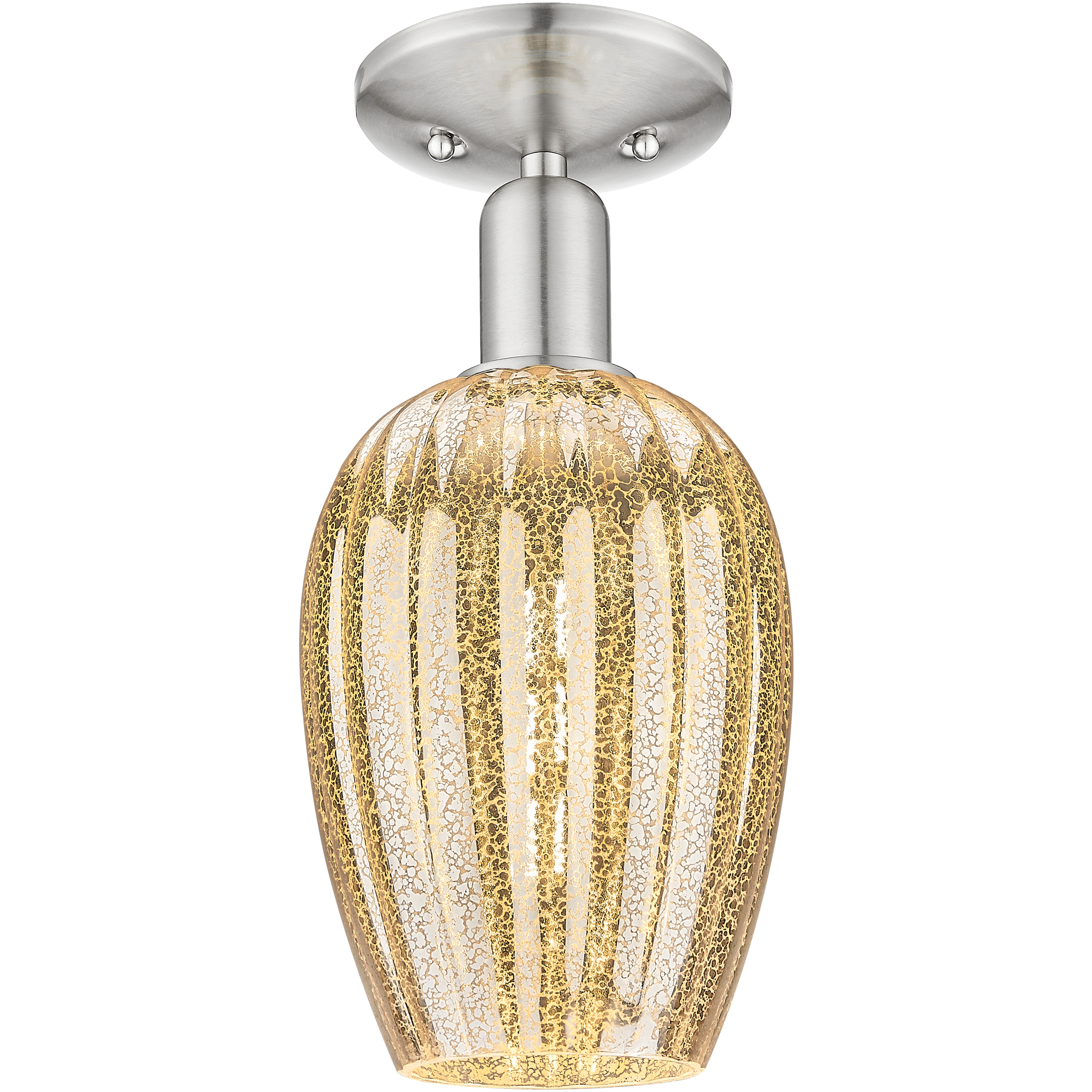 Preston 1 Light 6.25 inch Brushed Satin Nickel Semi-Flush Mount Ceiling Light in Mercury Glass