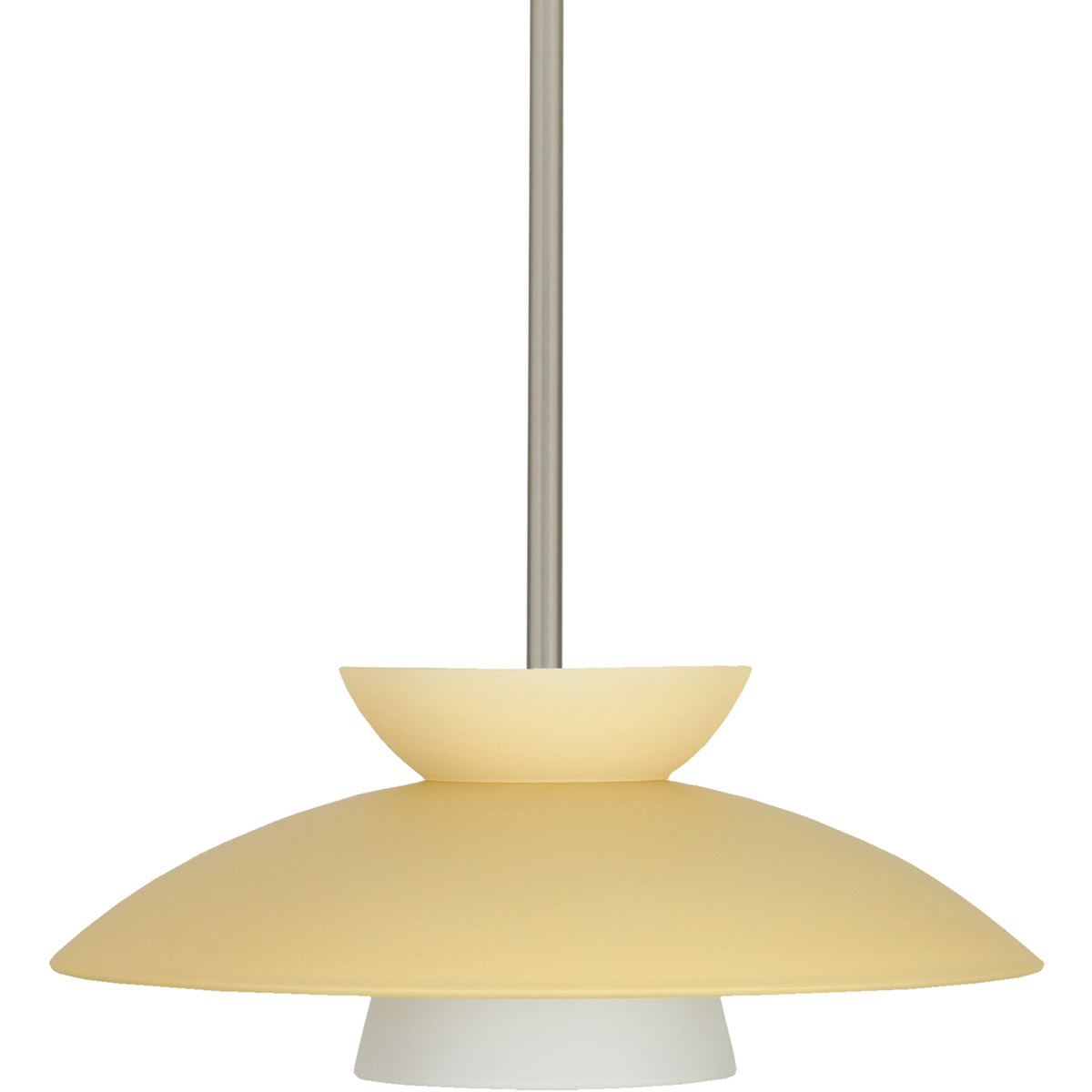 Trilo 15 1 Light Satin Nickel Stem Pendant Ceiling Light in Incandescent, Champagne Glass