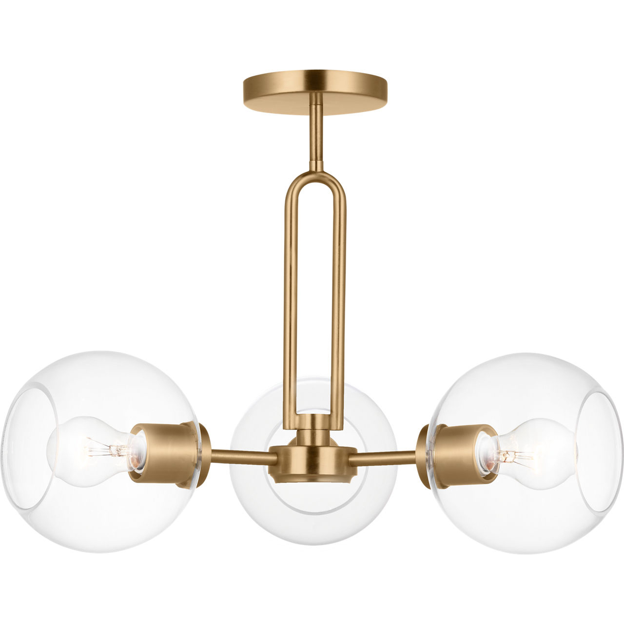 Codyn 3 Light 22 inch Satin Brass Semi-Flush Convertible Pendant Ceiling Light