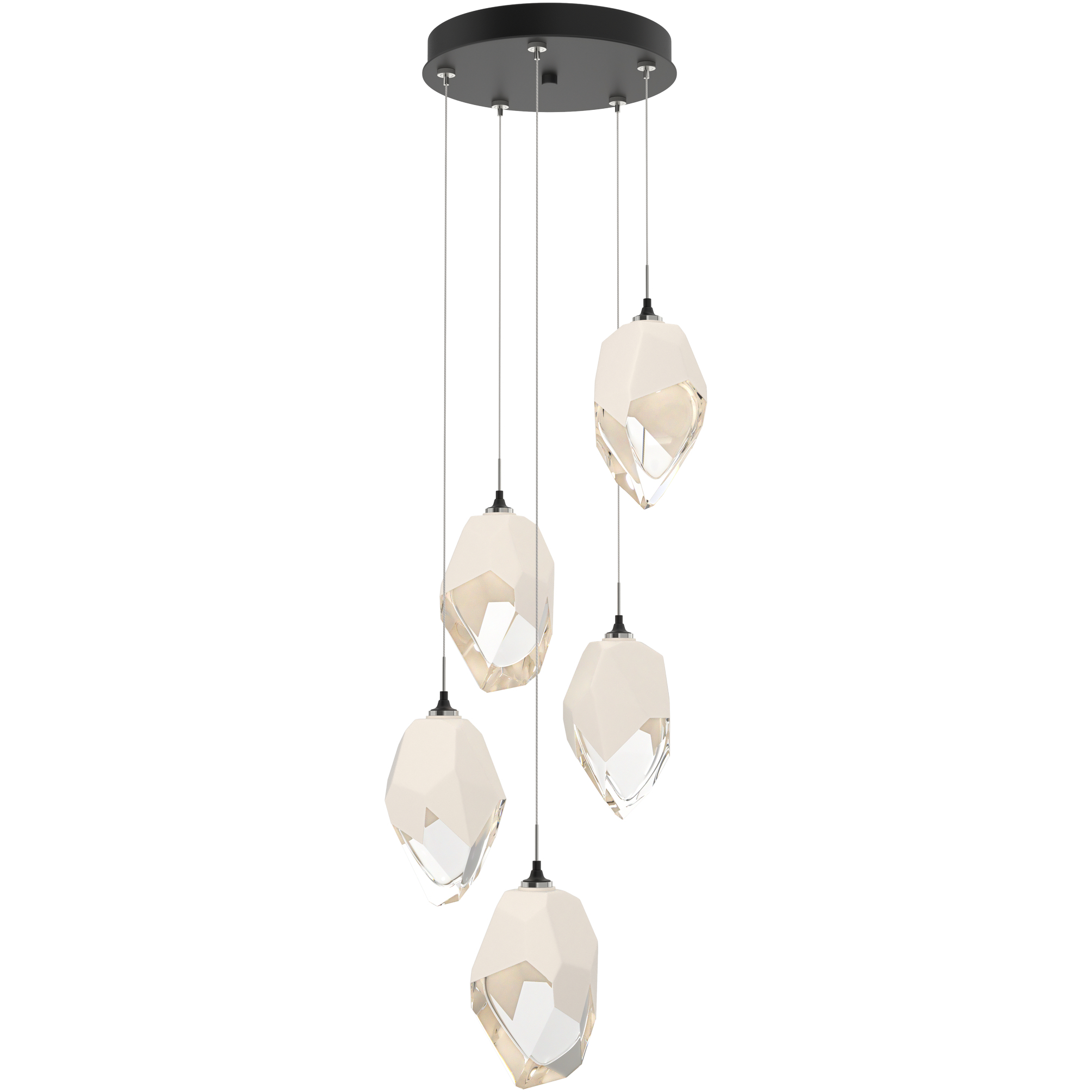 Chrysalis 5 Light 16.1 inch Black Pendant Ceiling Light in White Crystal, Standard