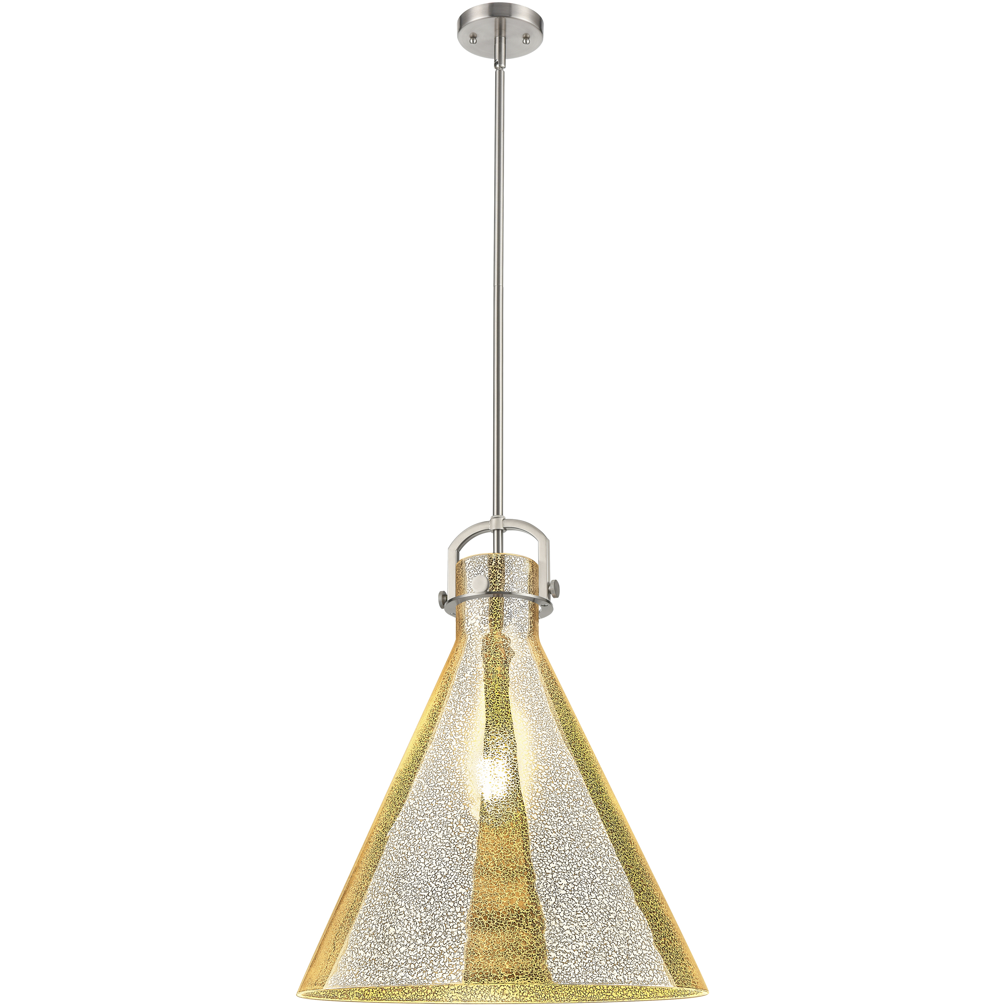 Newton Cone 1 Light 18 inch Satin Nickel Pendant Ceiling Light in Mercury Glass