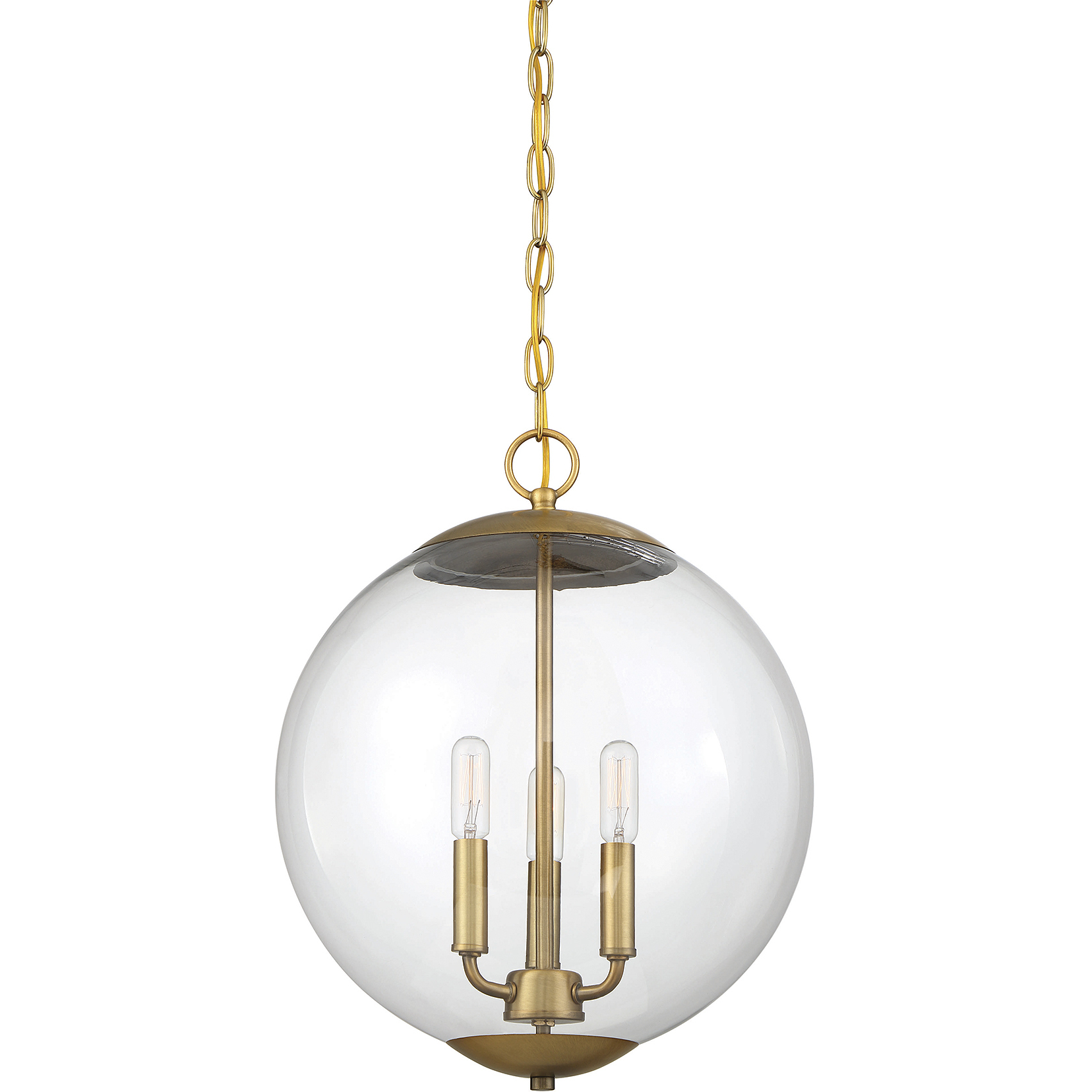 Modern 3 Light 13.75 inch Natural Brass Pendant Ceiling Light