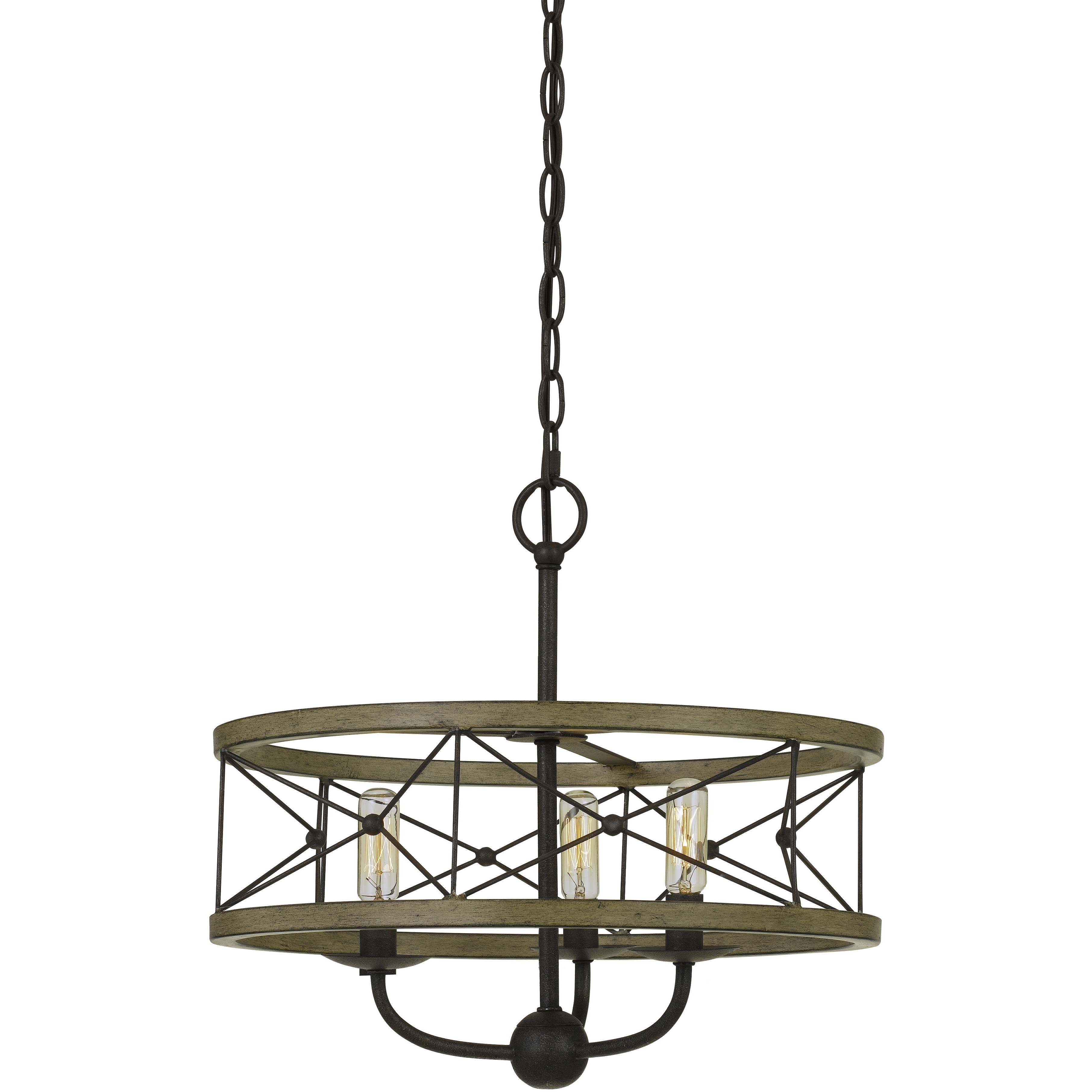 Modica 3 Light 16 inch Distress Ivory and Iron Pendant Ceiling Light, Convertible