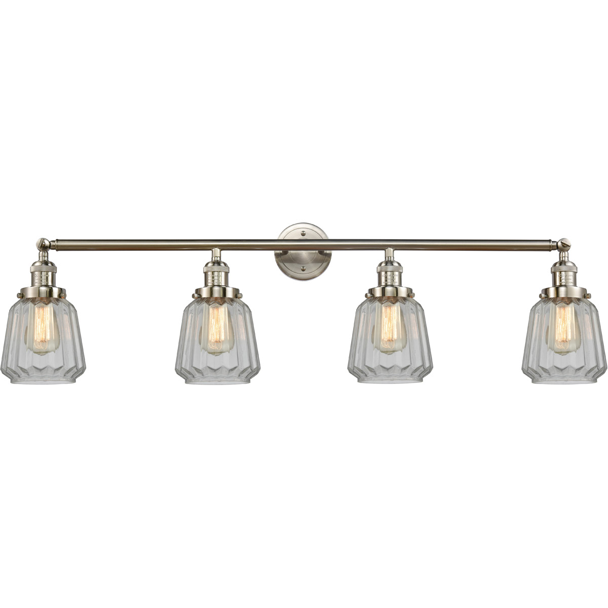 Franklin Restoration Chatham 4 Light 42 inch Brushed Satin Nickel Bath Vanity Light Wall Light in Clear Glass, Franklin Restoration