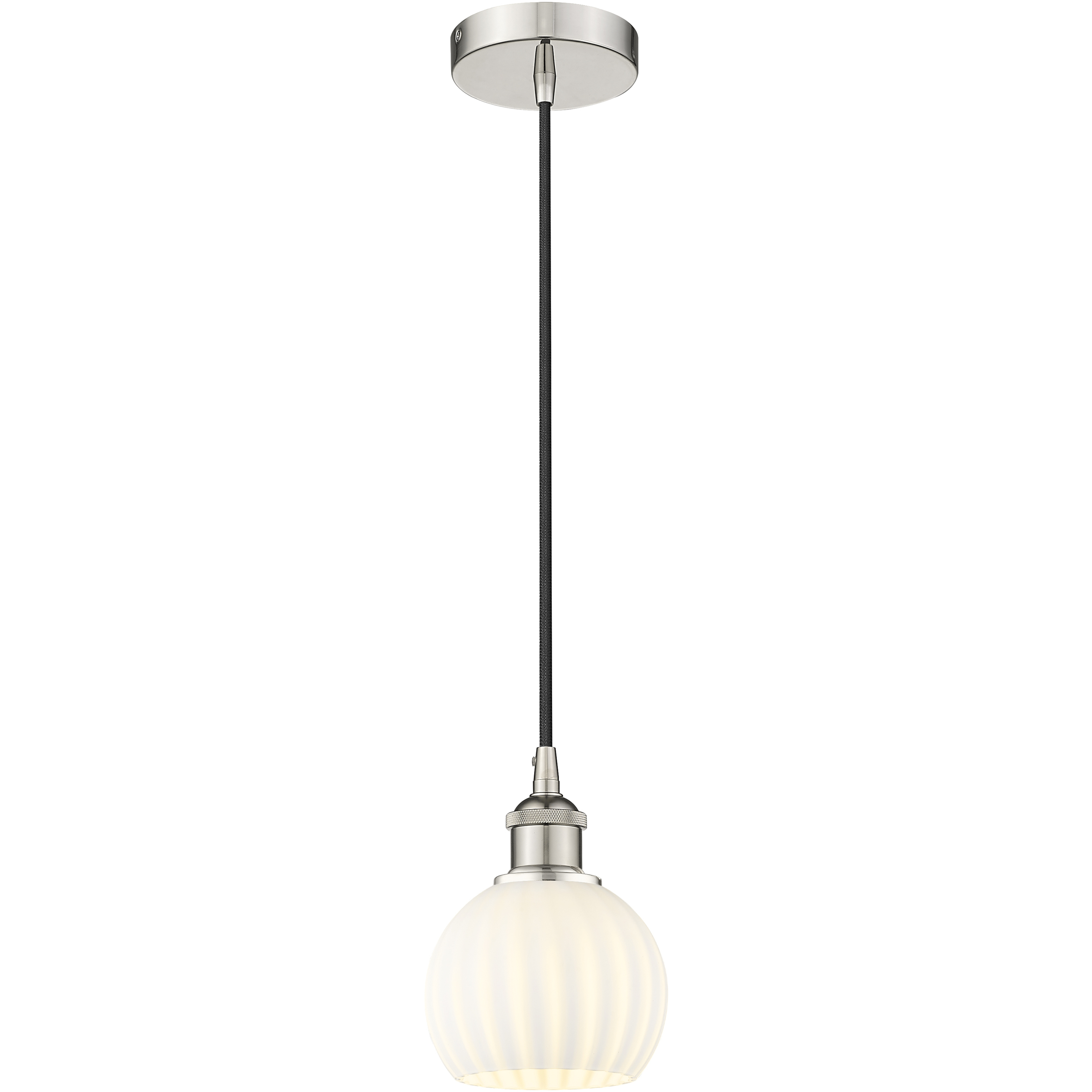 Edison White Venetian 1 Light 6 inch Polished Nickel Cord Hung Mini Pendant Ceiling Light